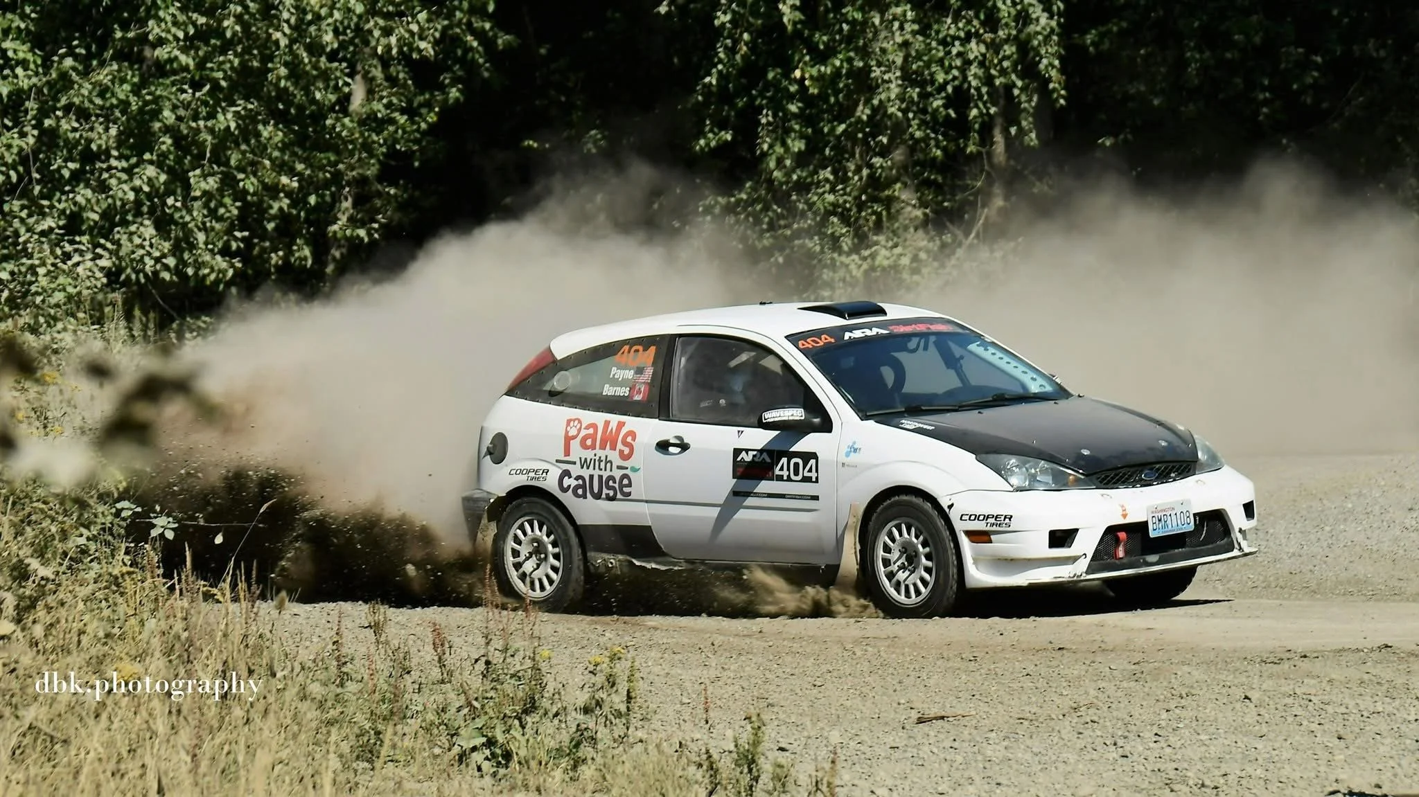 Matt Gunnolf, with Mountain Dog Racing, showing off our logo, at Hannegan Speedway, over Labor Day!