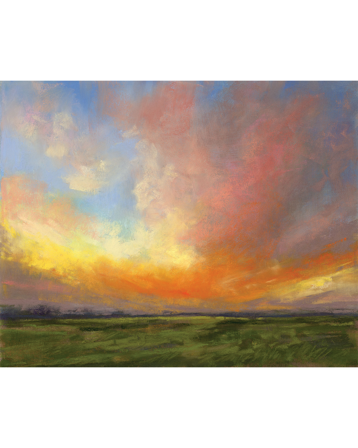 9.22.26— Original Pastel Sunset Landscape Painting, 8×10