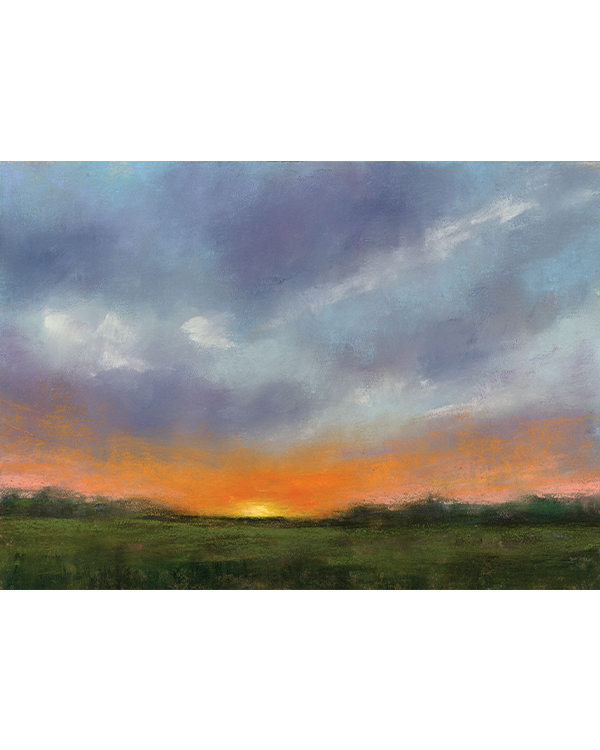 10.17.26 — Original Pastel Sunset Landscape Painting, 5"x7"