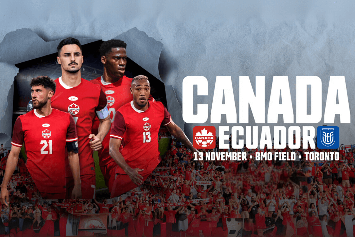 Canada enfrentará a Ecuador en un amistoso internacional en Toronto