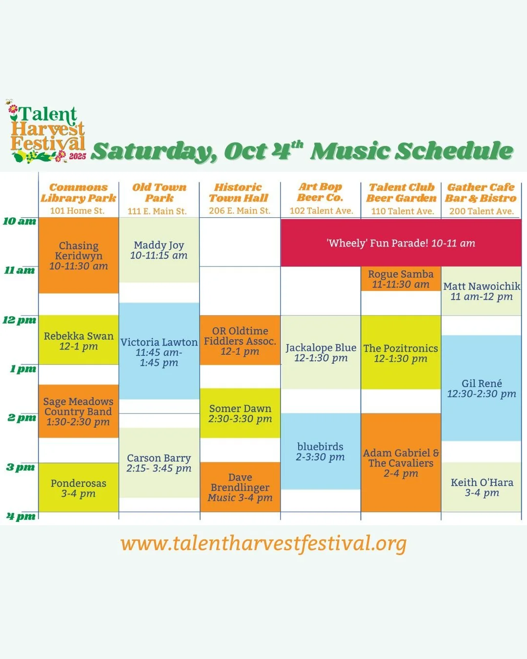 2025 Talent Harvest Festival Live Music Line Up is LOOKING GOOD!!!
🎻🥁Saturday, October 4, 2025. 10 am - 4 pm. Free. 🍁🍂www.talentharvestfestival.org for all info!!!