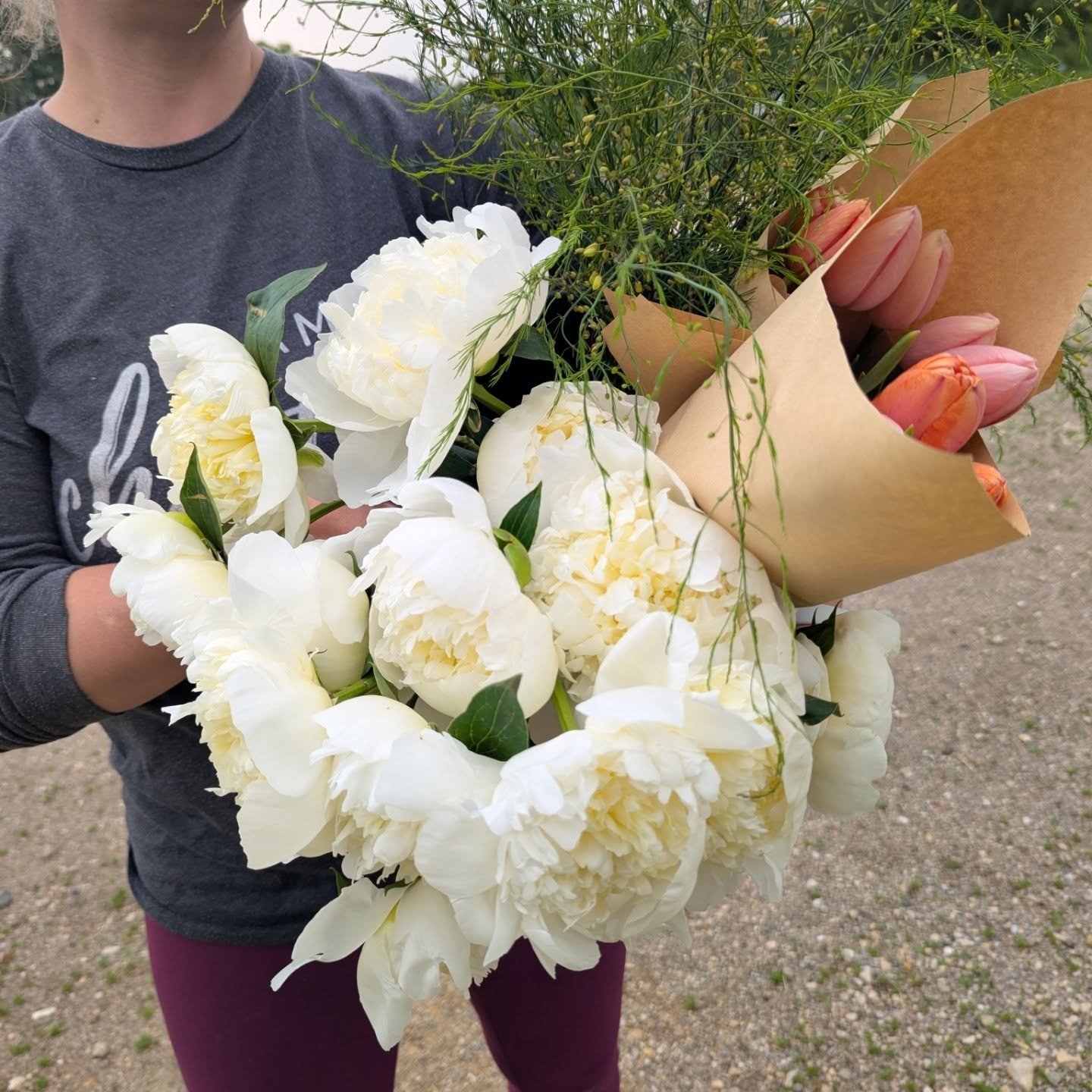 🎓 It&rsquo;s grad party season! 👨&zwj;🎓

This morning, a fresh bucket of blooms&mdash;including tulips, peonies (yes, even some pink ones not pictured!), and lush greens&mdash;went out the door to help celebrate a very special graduate.

Big congr