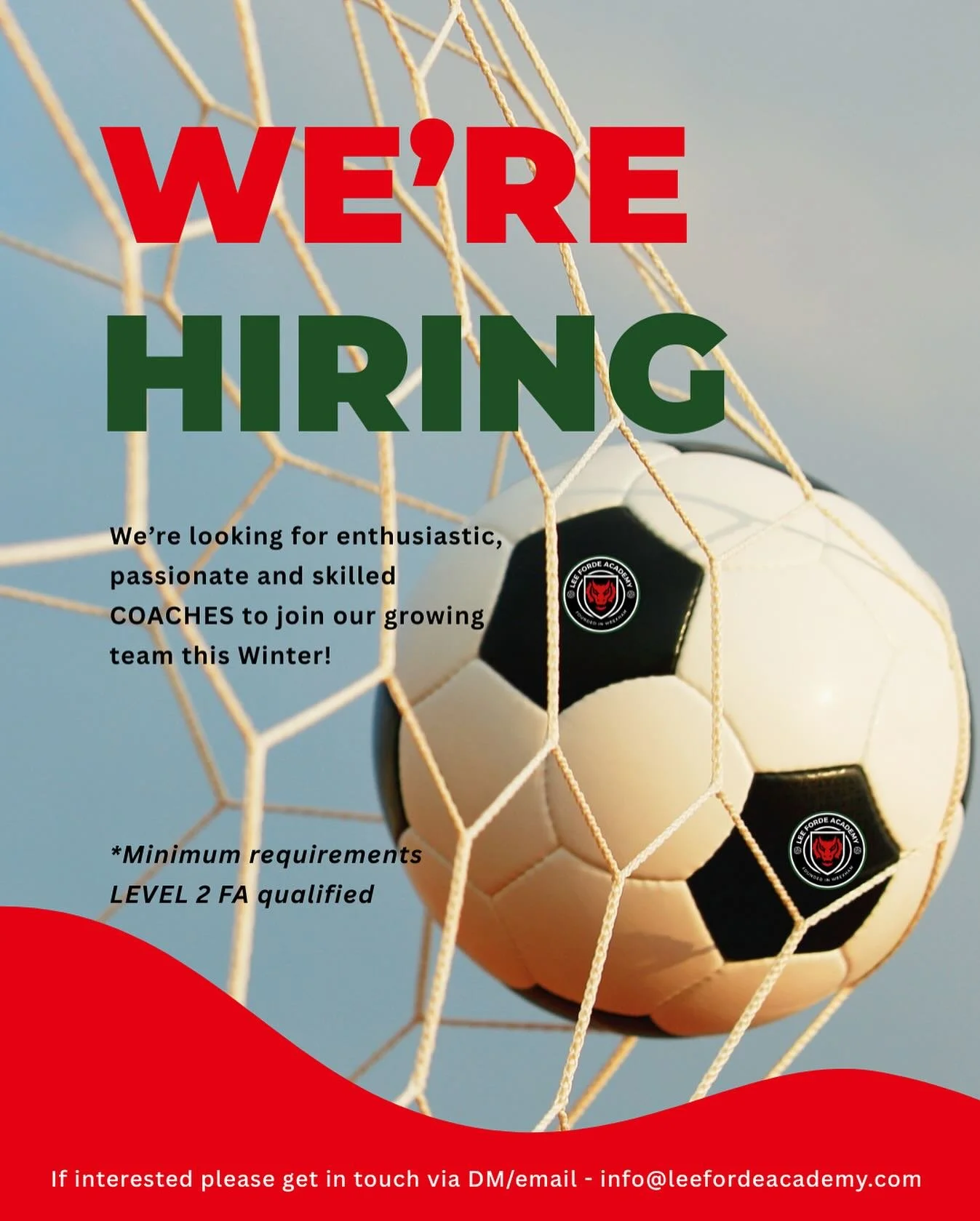 🚨 We&rsquo;re Hiring!

The Lee Forde Academy is looking for passionate and qualified football coaches to join our growing team.

If you&rsquo;re dedicated to developing young talent and love the game, we want to hear from you! ⚽️

📩 Apply now or ta