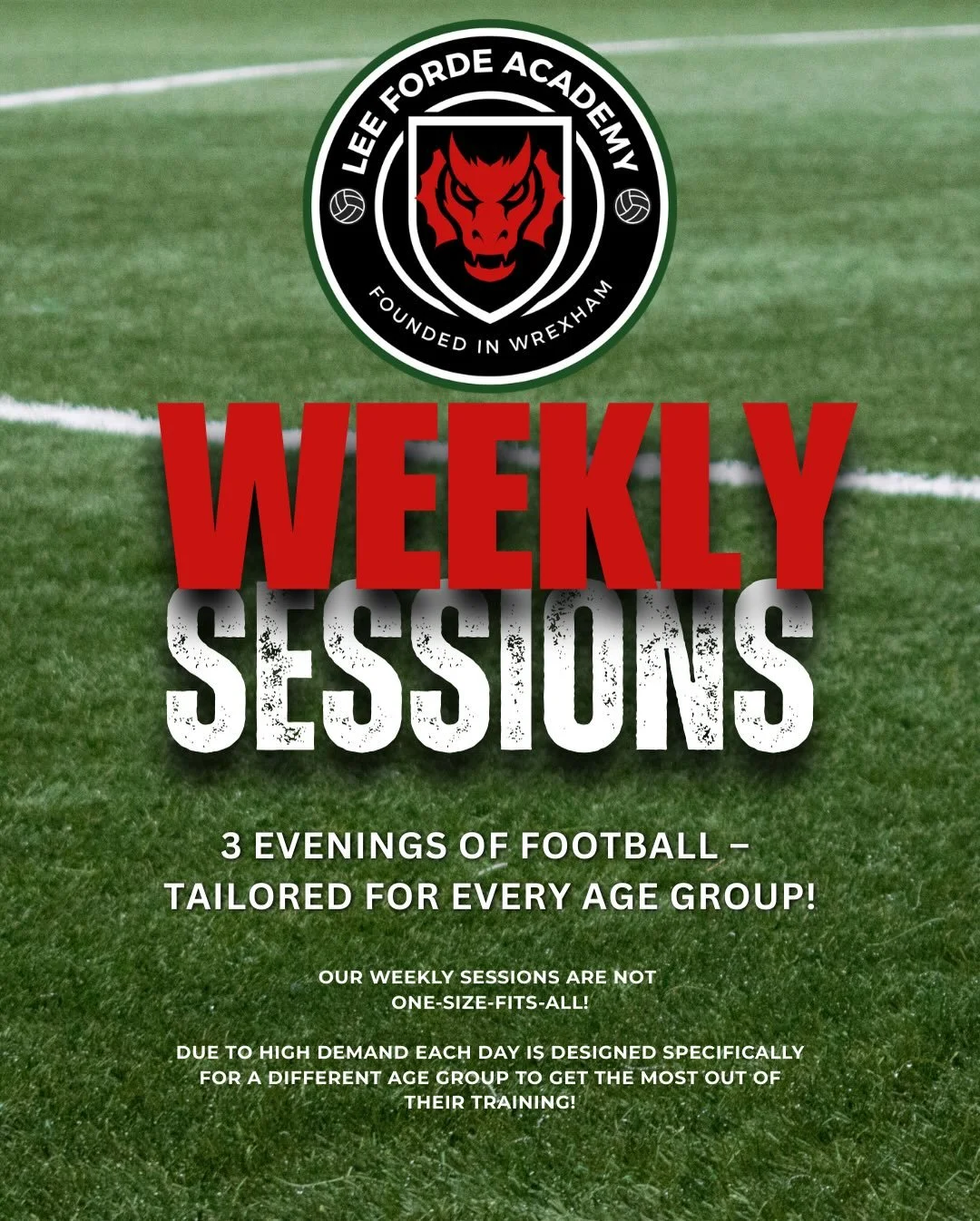 📣 Limited places available‼️
Focused coaching. Age-appropriate development. Real progress. ⚽️🔥

📆 Three evenings per week
👥 Each night tailored to a specific age group
💷 &pound;50 per month
🔗 Link in bio to sign up

#footballcoachingwrexham #wr