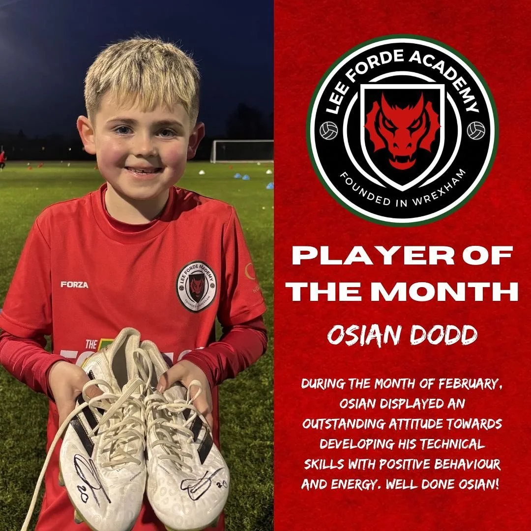 ⚽️ PLAYER OF THE MONTH ⚽️

Congratulations to February&rsquo;s Player of the Month, Osian Dodd! 

Our coaching team decided on picking Osian, a member of our Monday 6-8s group, because of his consistent positive behaviour and commitment to developing