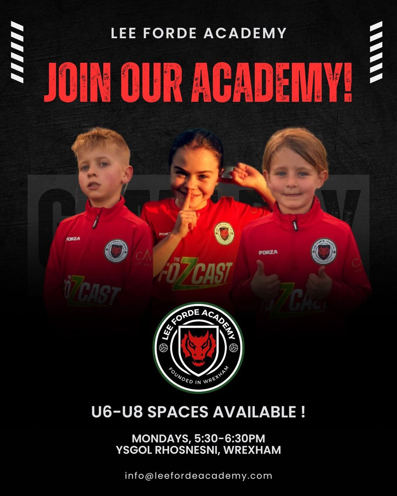 ⚽️ JOIN OUR ACADEMY ⚽️

We have an exciting opportunity for current U6-U8 players to join our academy weekly sessions on Monday nights!

Want to become part of the fastest growing football centre in Wrexham? Our coaching staff provide a professional 
