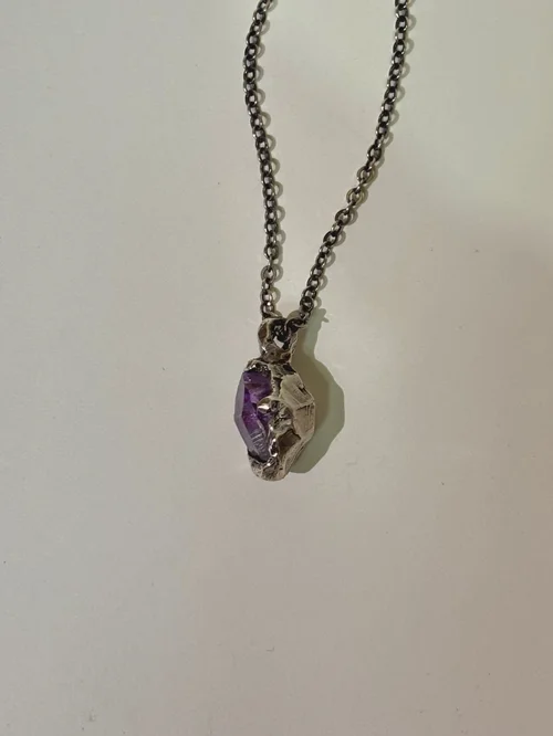 Raw Amethyst Necklace Hover