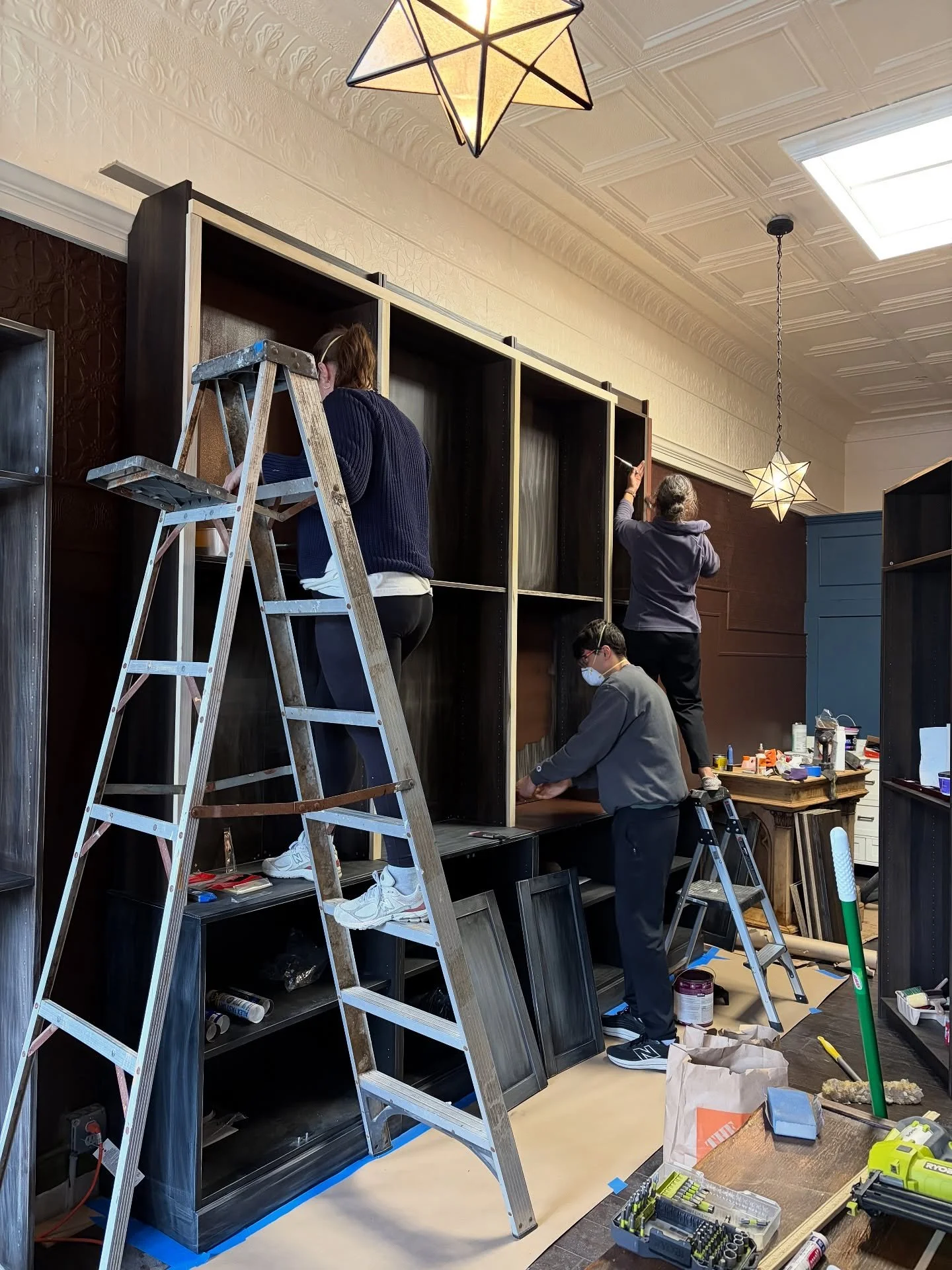 We have shelves! Our last major renovation project in the store is only a few coats of paint away from being finished and then the real fun begins&mdash; decorating and putting books out! 
.
.
.
.
#themidnightbookseller #indiebookstore #independentbo
