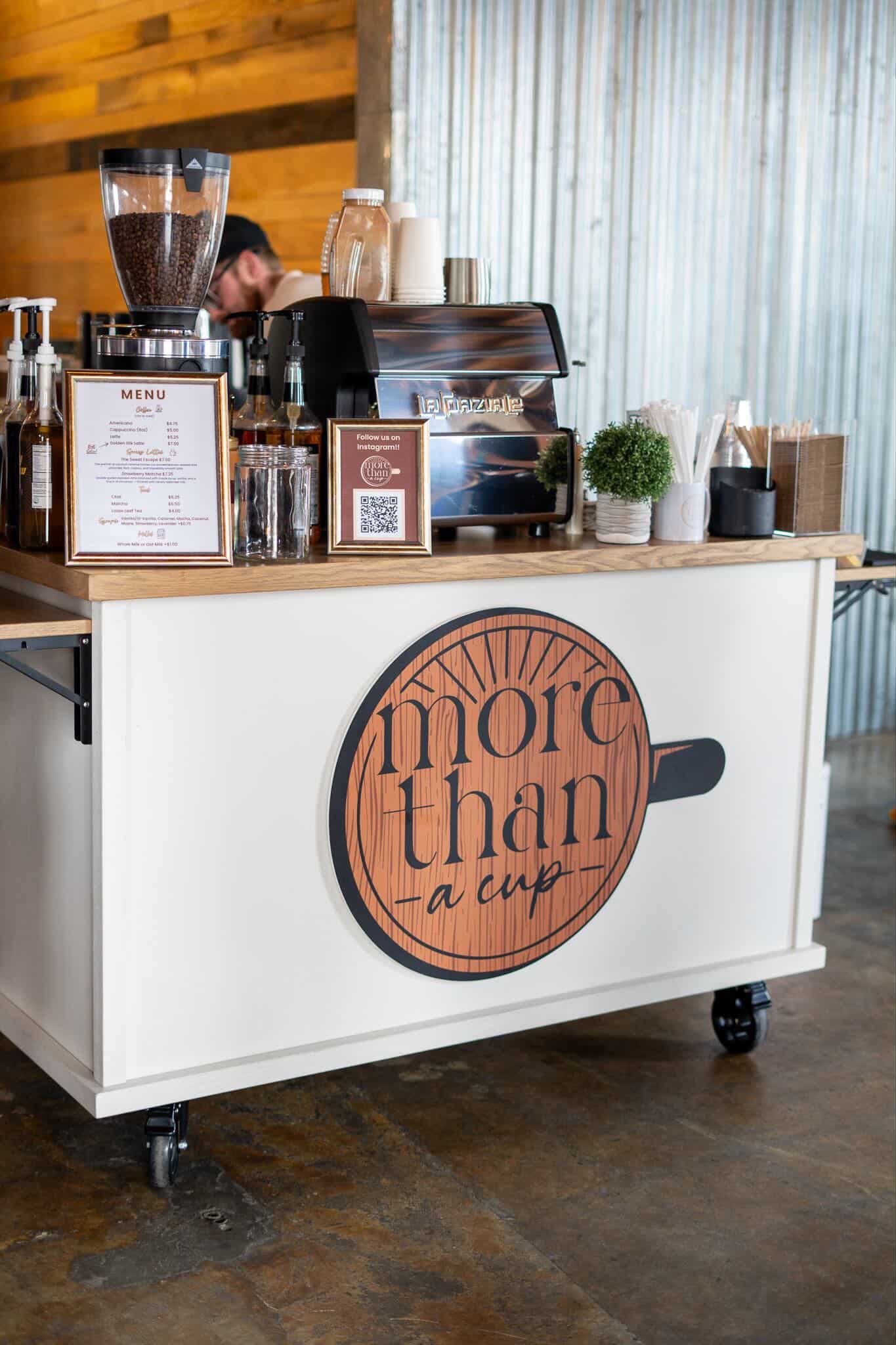 Our elegant coffee cart setup for an event at a local charlotte wedding venue