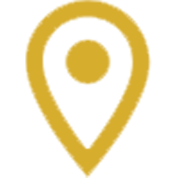 Solid gold-colored location symbol represents distance to destination Legoland Billund.