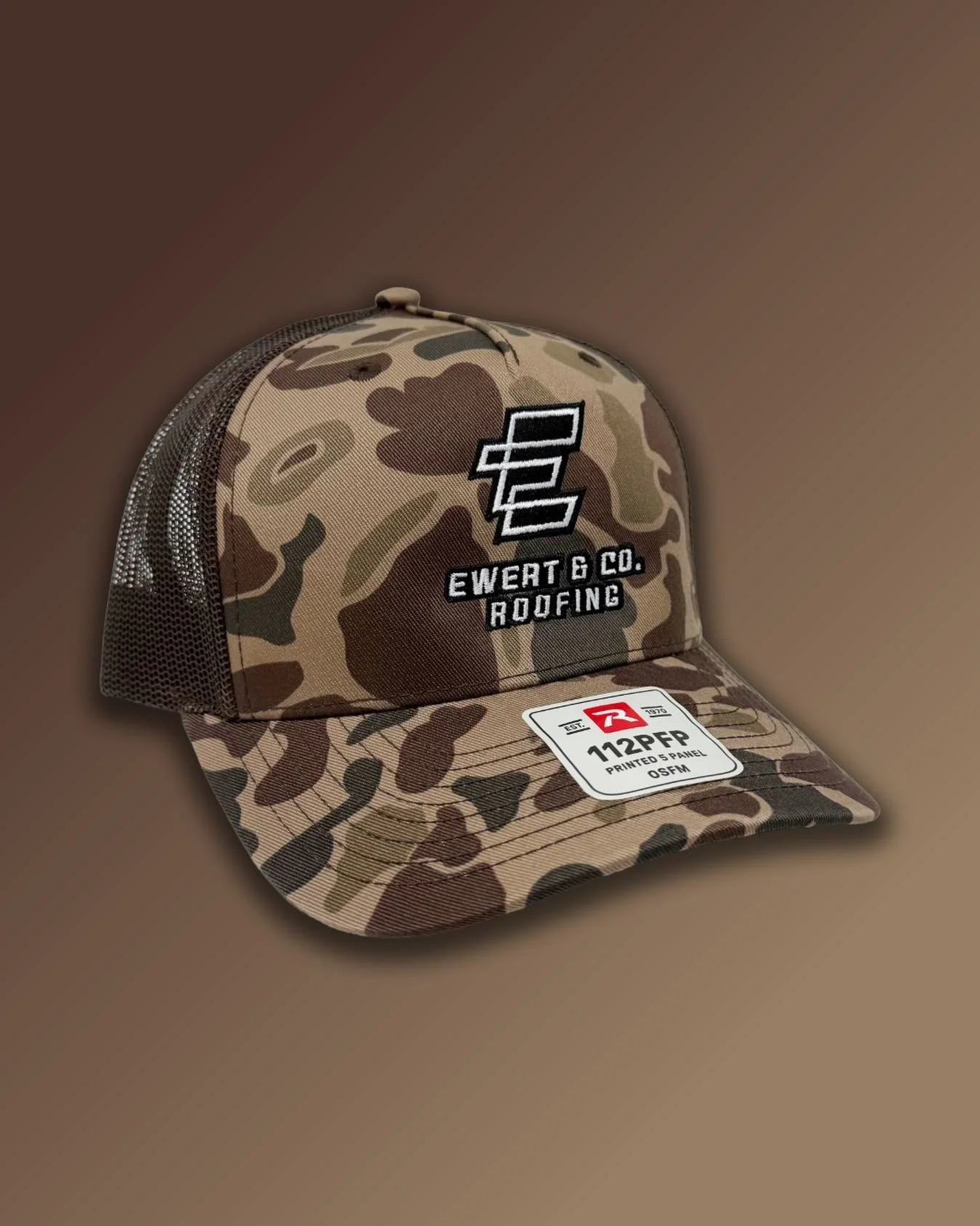 Custom Embroidered Duck Camo Hats for Ewert &amp; Co. Roofing.

#thirdkinddesign #spokanebusiness #spokaneroofing #spokanedesign #spokane