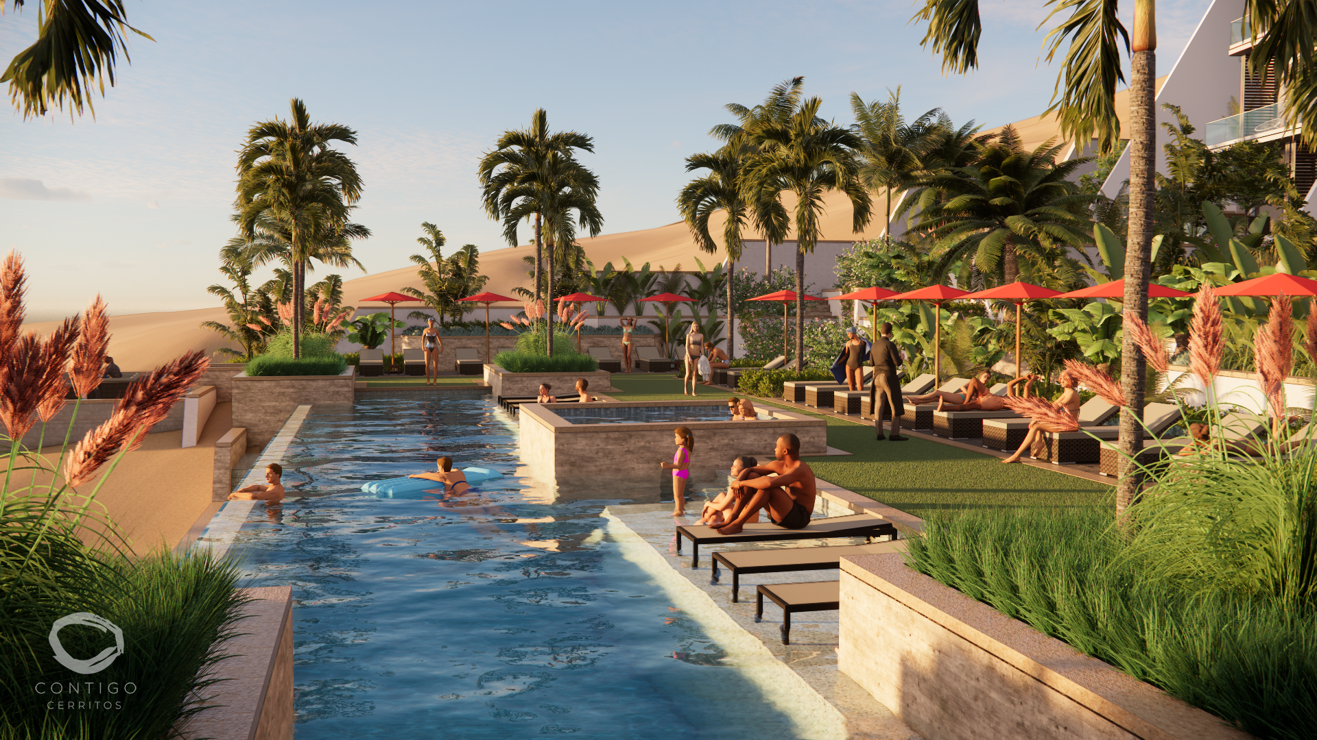 Resort pool and ocean views in Baja California Sur