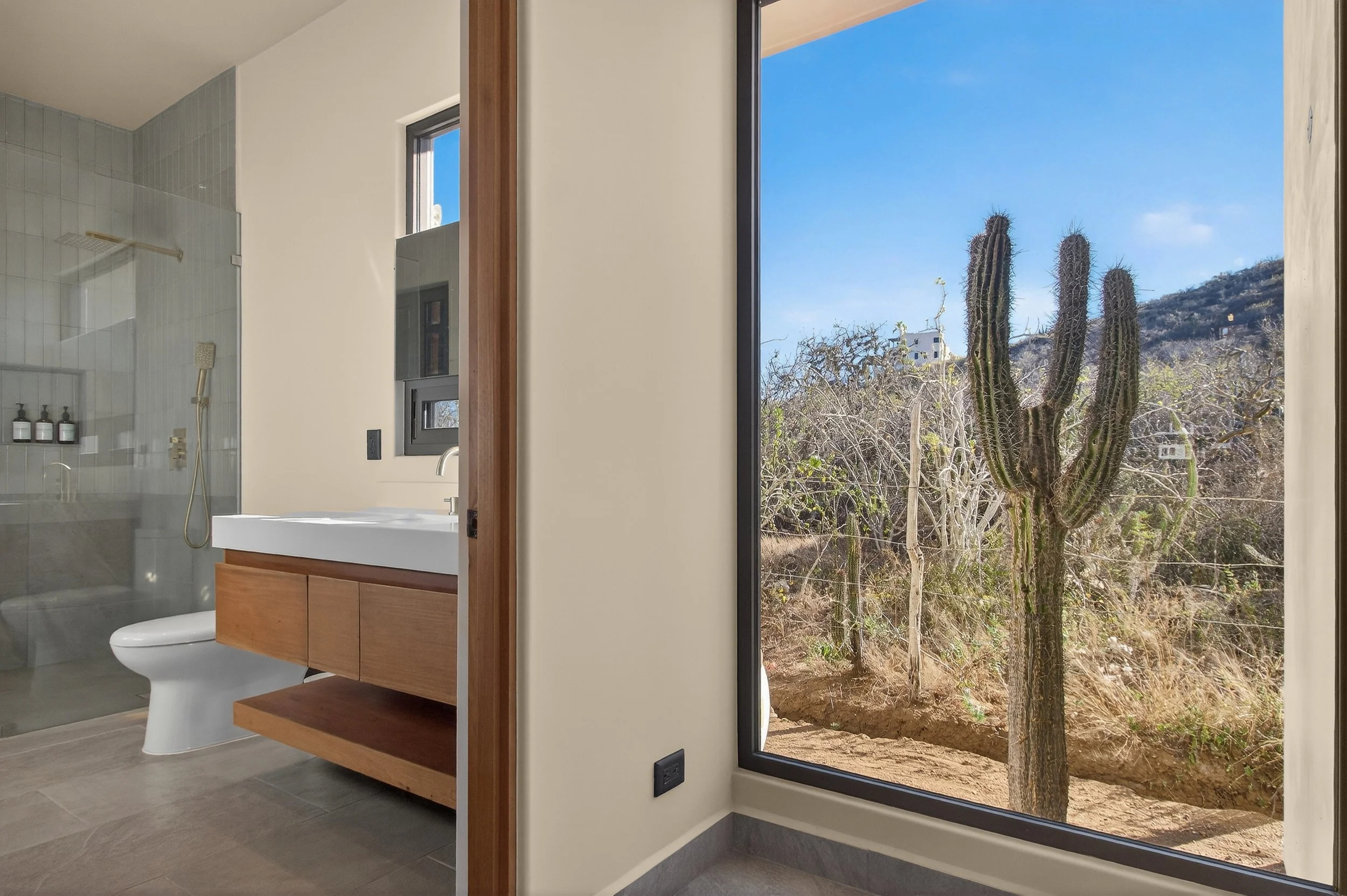 Luxury bathroom design with natural textures in Baja coastal home