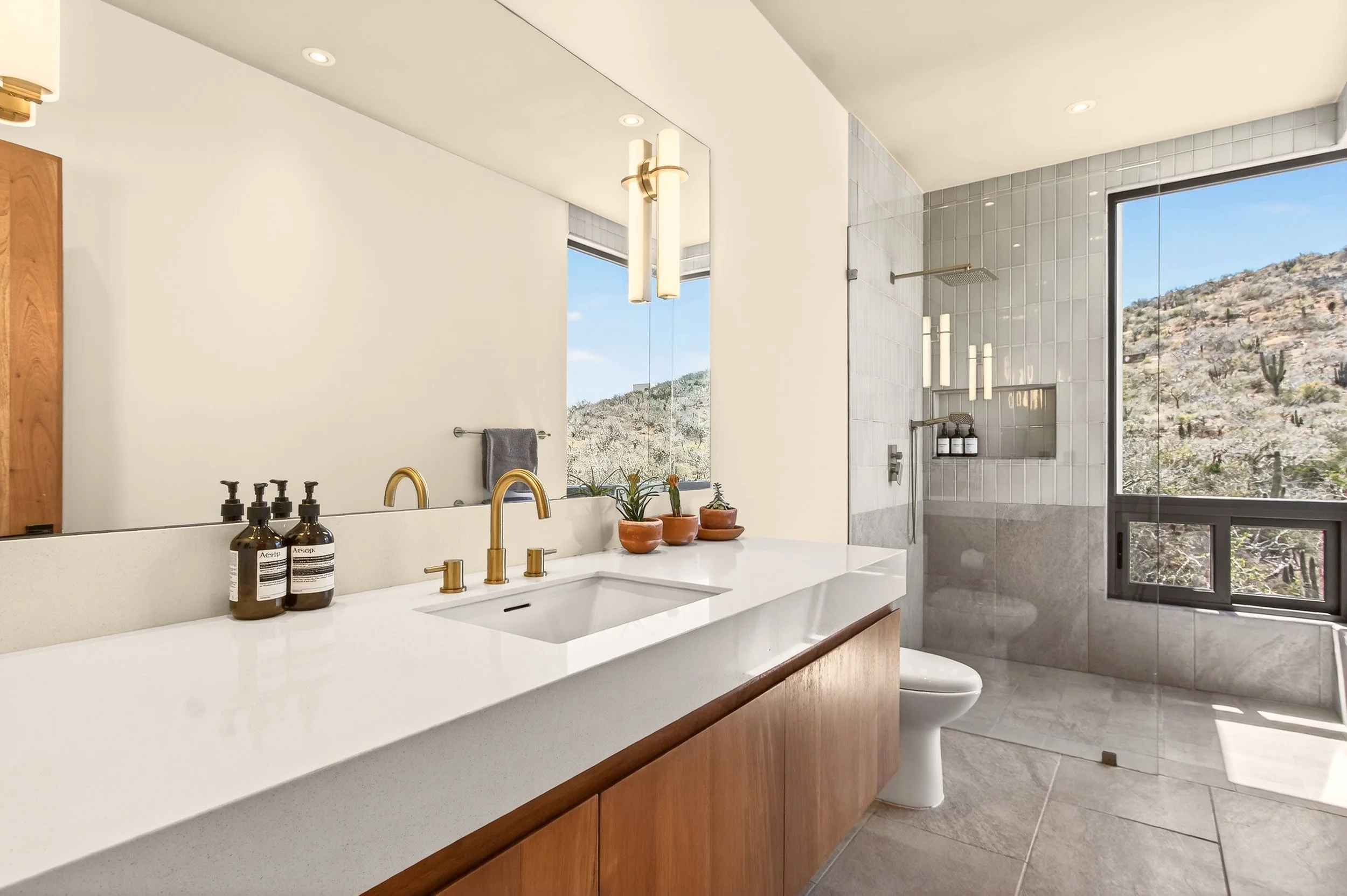 Spa-style bathroom at Villa Pacifica with modern finishes