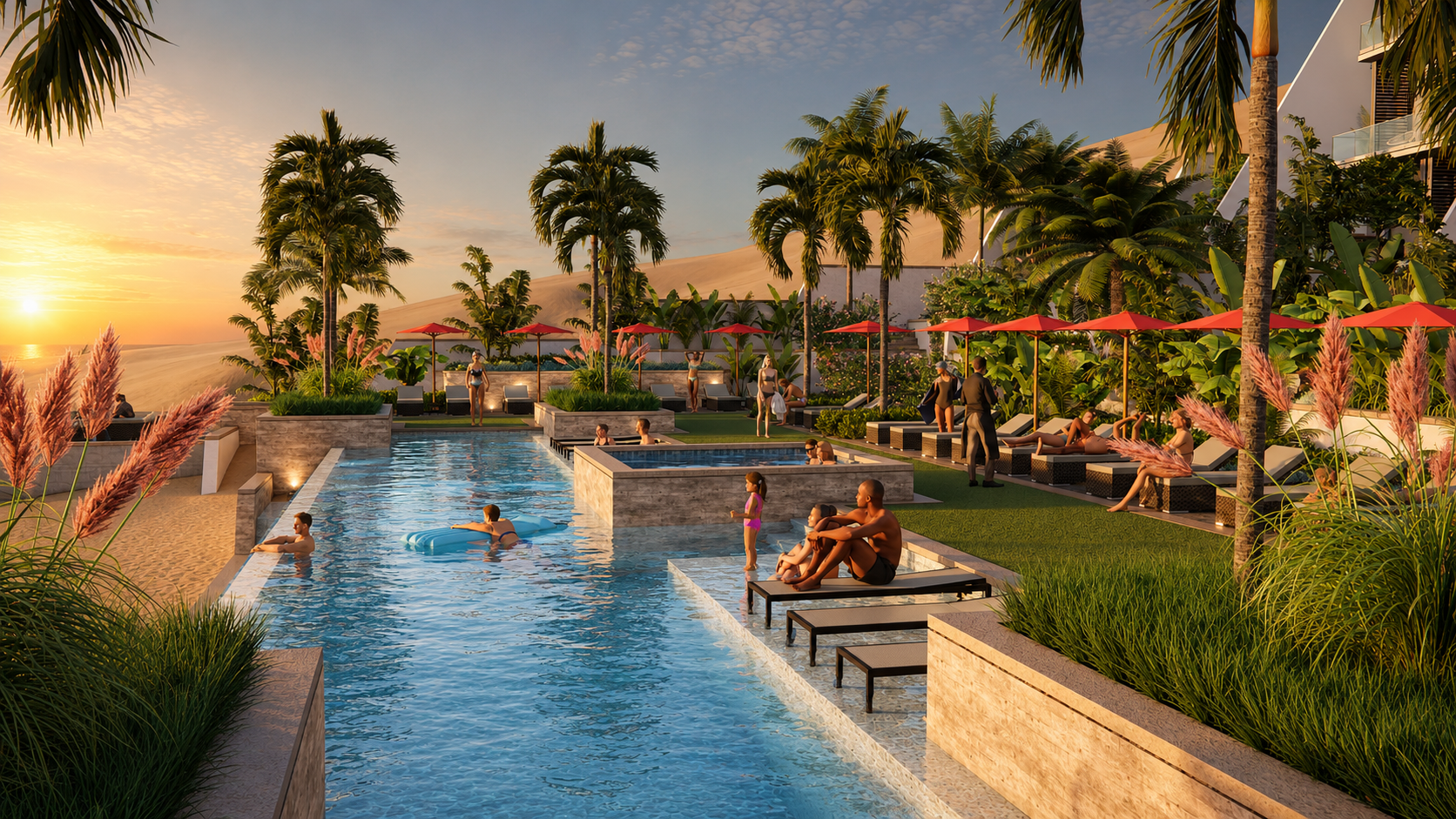 Resort pool and ocean views in Baja California Sur