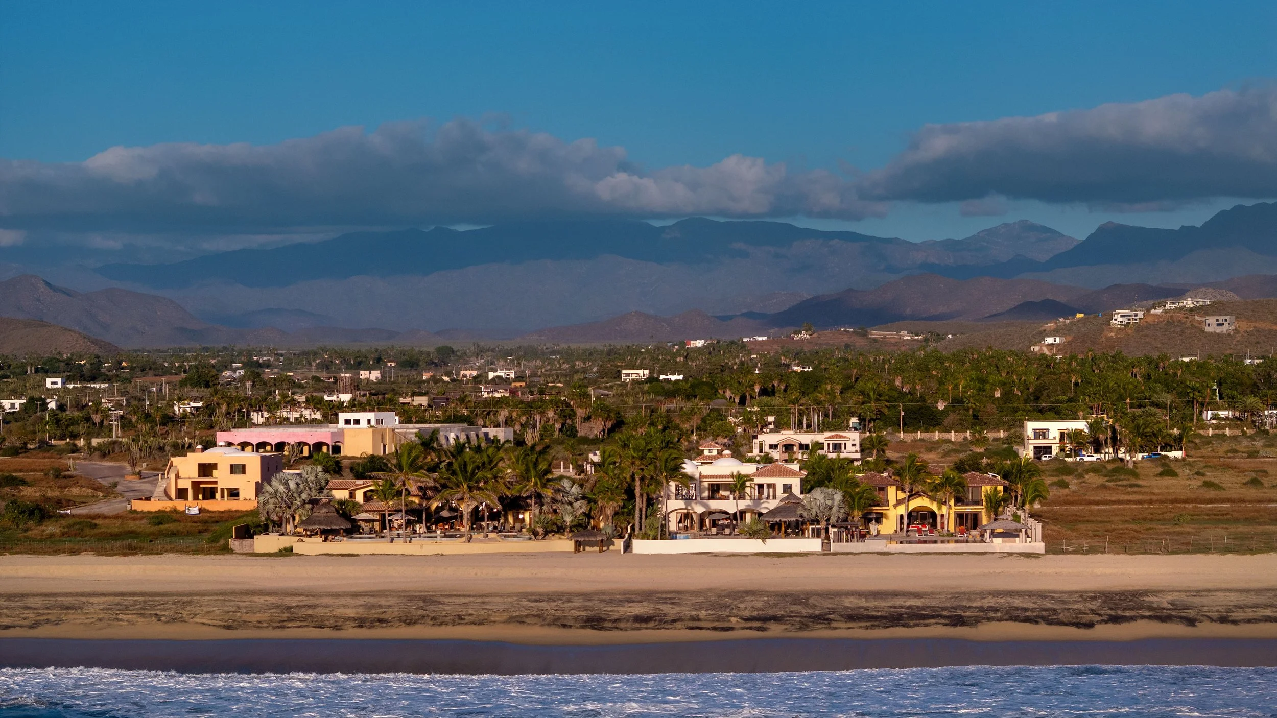 Located oceanfront on a quiet, undeveloped beach in Pescadero, Baja California Sur.