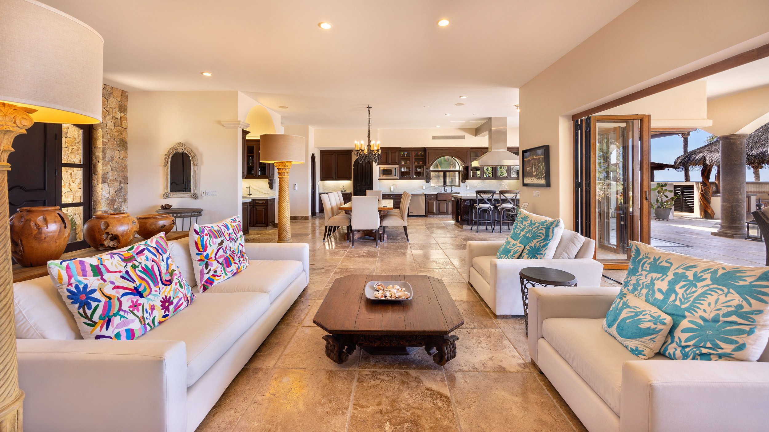 Spacious great room with indoor-outdoor flow to the Pacific