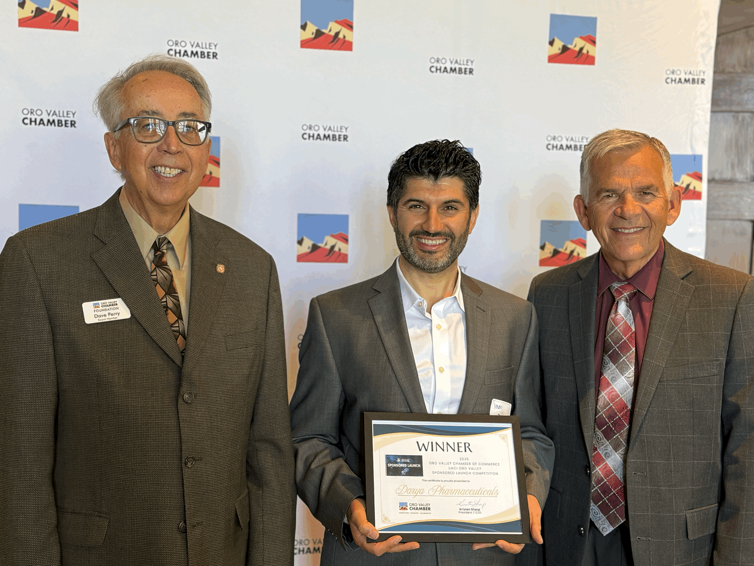 Darya Pharmaceuticals is the winner company for the UACI Sponsored Launch Fueled by the Oro Valley Chamber and the Town of Oro Valley.