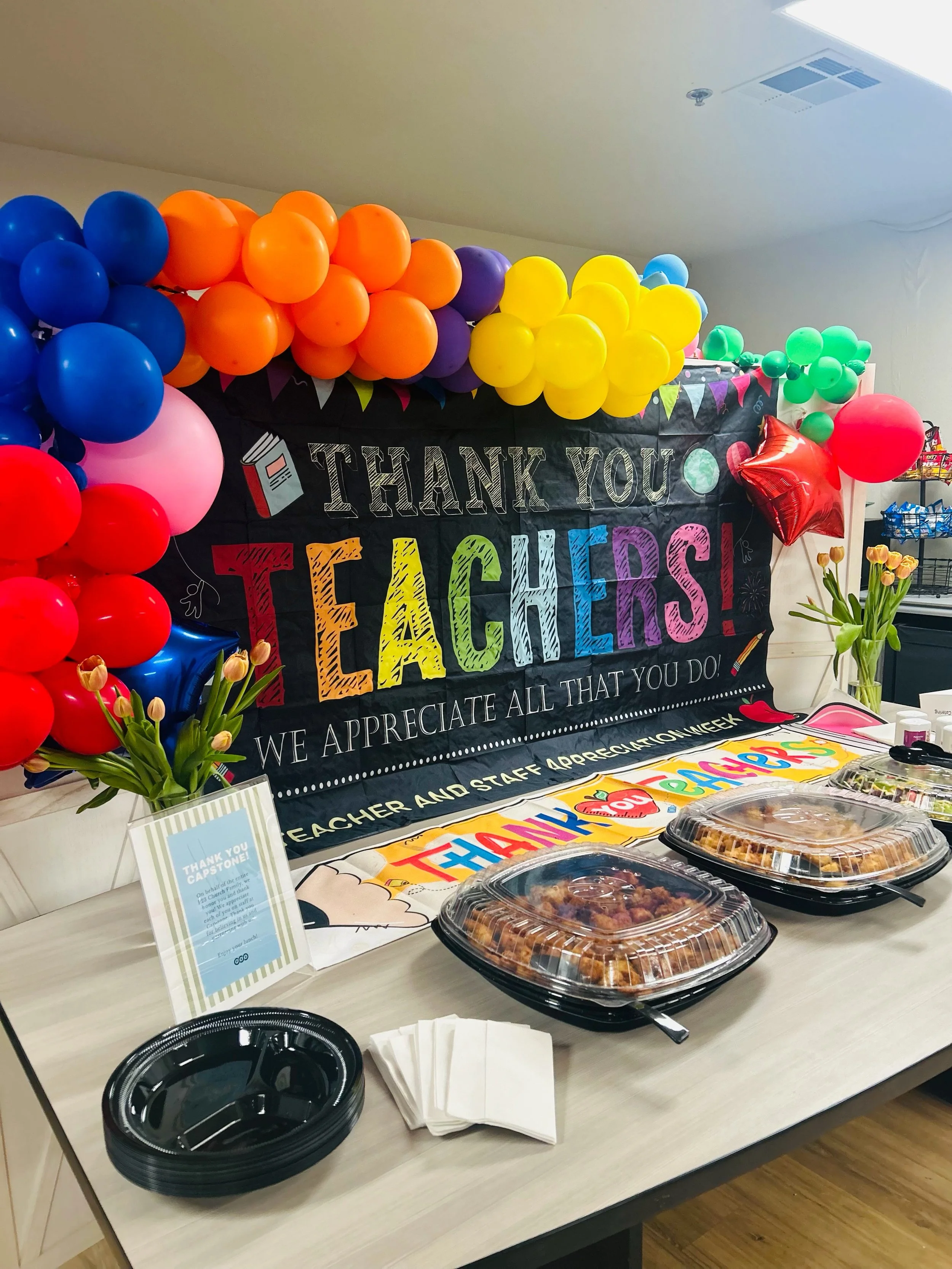 Huge THANK YOU to the Capstone Christian Academy teachers &amp; staff! 

Today we celebrated &amp; honored them with lunch from the P23 Family. We are so grateful for everything Capstone has done for us and the community! It would not be possible wit