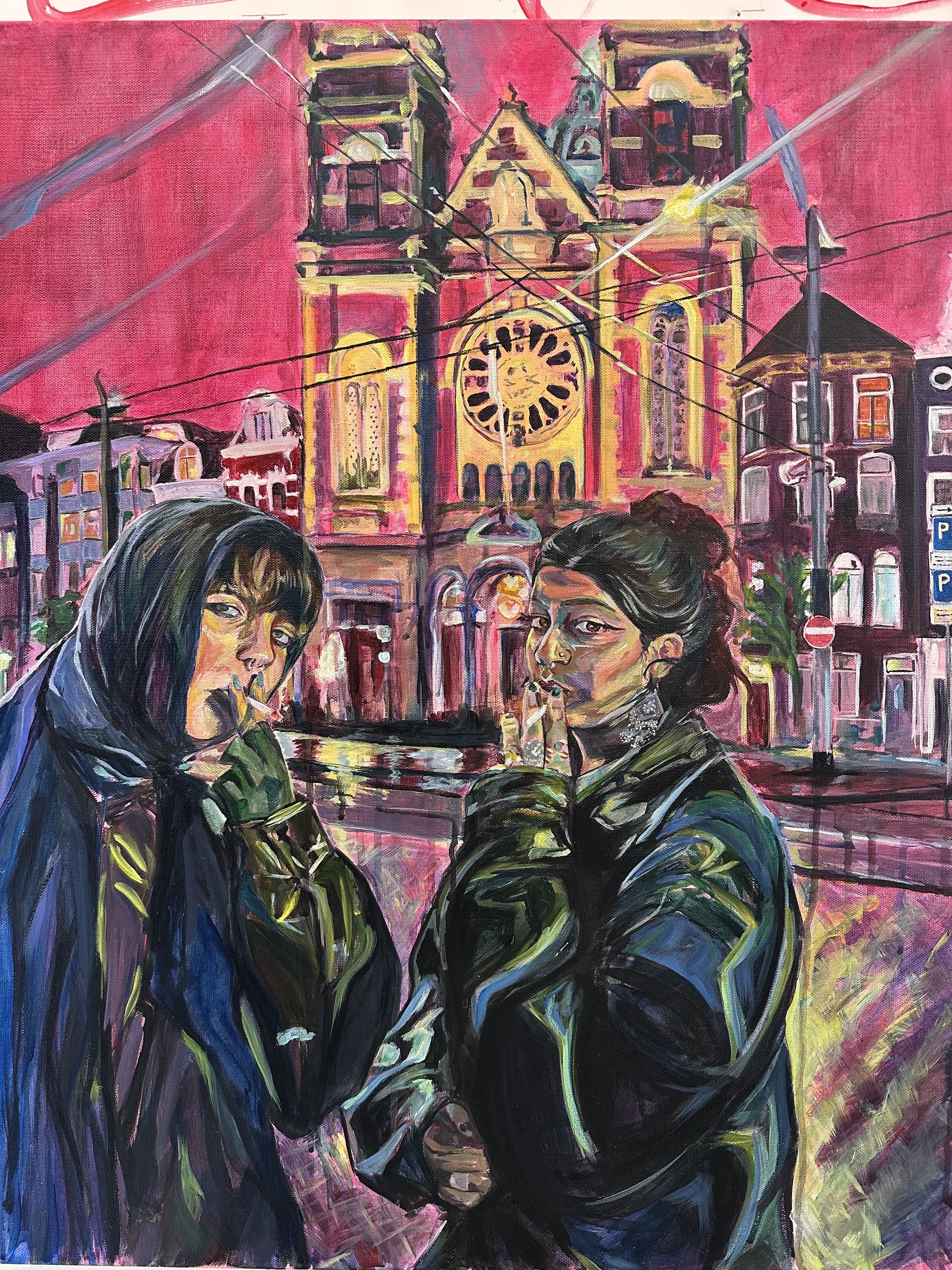 ‘Pictures You Wouldn’t Show Your Parents’ (2025) Acrylic on Canvas. 90 x 70cm