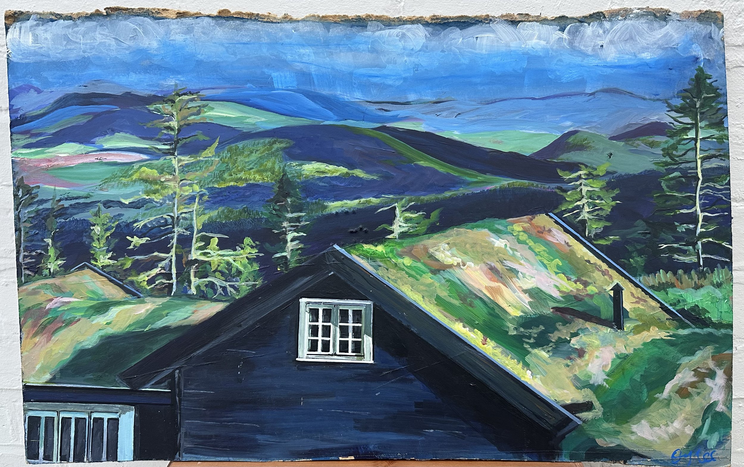 Look To The Land, She Waits For You (2024)
Acrylic on Board. 44.5 x 71.5 cm
