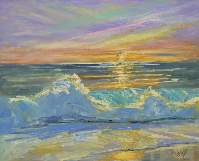Artist:  Marie Massey:
Medium: Oil and Acrylic:
Dates and Times: Monday, May 11th: AM demo and paint, 8:30 to 12:30, Picnic Lunch & Critique 12:30 to 1:30, PM demo and paint 2:00 to Golden Hour and Sunset:
Location: Seal Rock Beach in the Morning 8:3