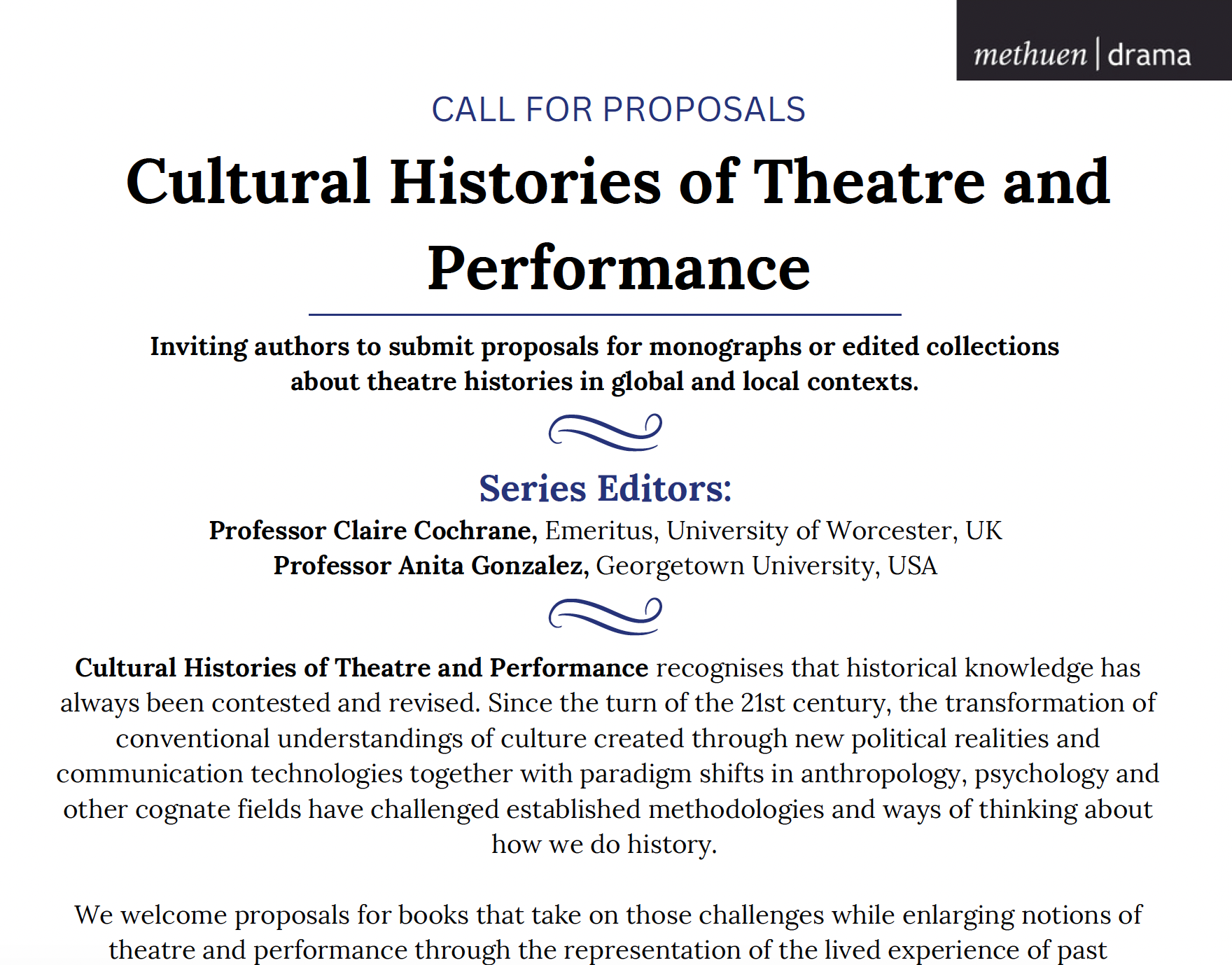 Bloomsbury Series: Cultural Histories of Theatre and Performance