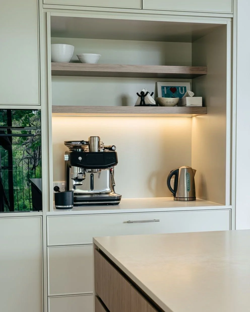 Three different coffee stations across recent kitchens &mdash; each one tailored to suit the space and how it&rsquo;s actually used.

A small detail, but one that makes a big difference day to day. Keeping everything in one place, cleanly integrated 
