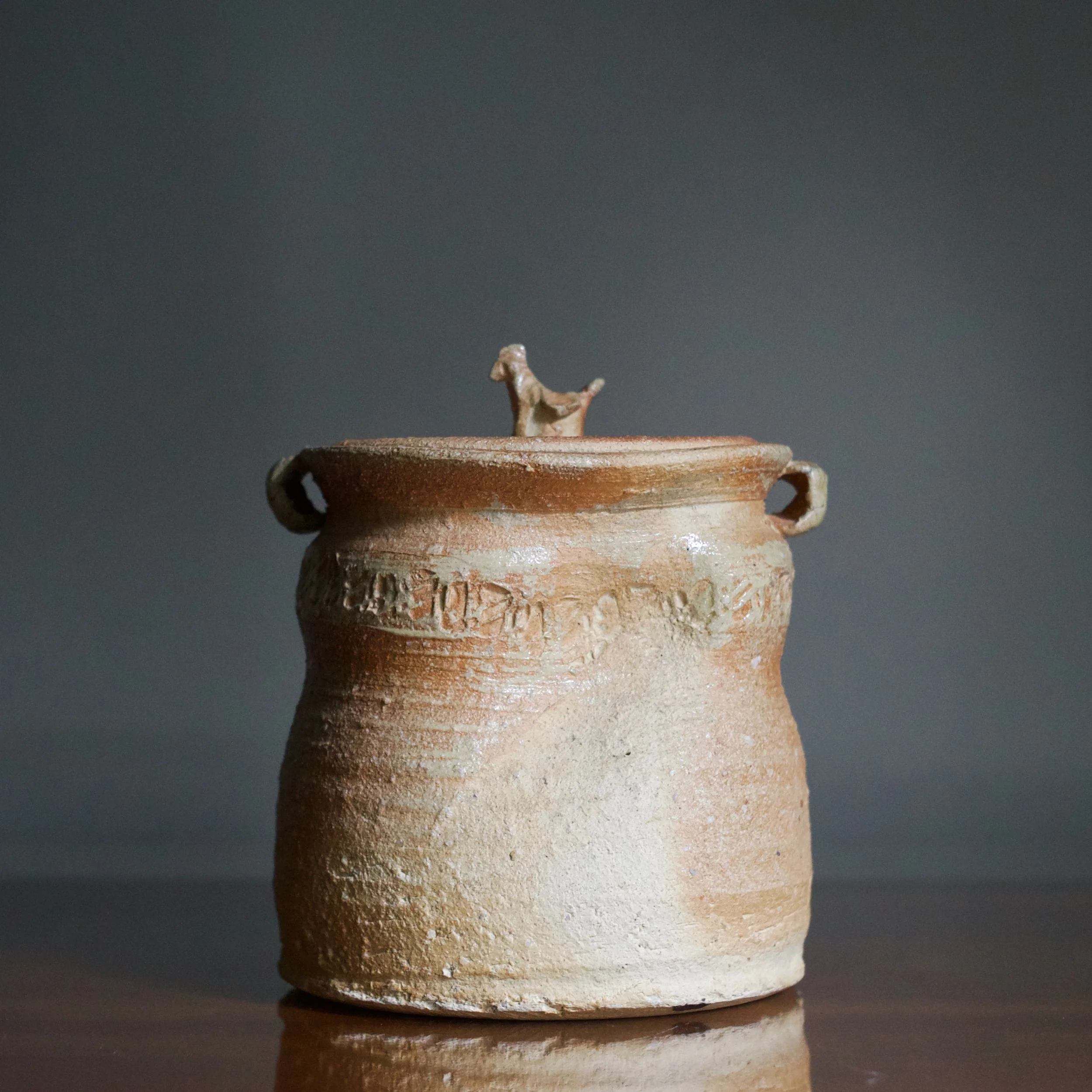 Glenn Lewis ash-glazed lidded jar