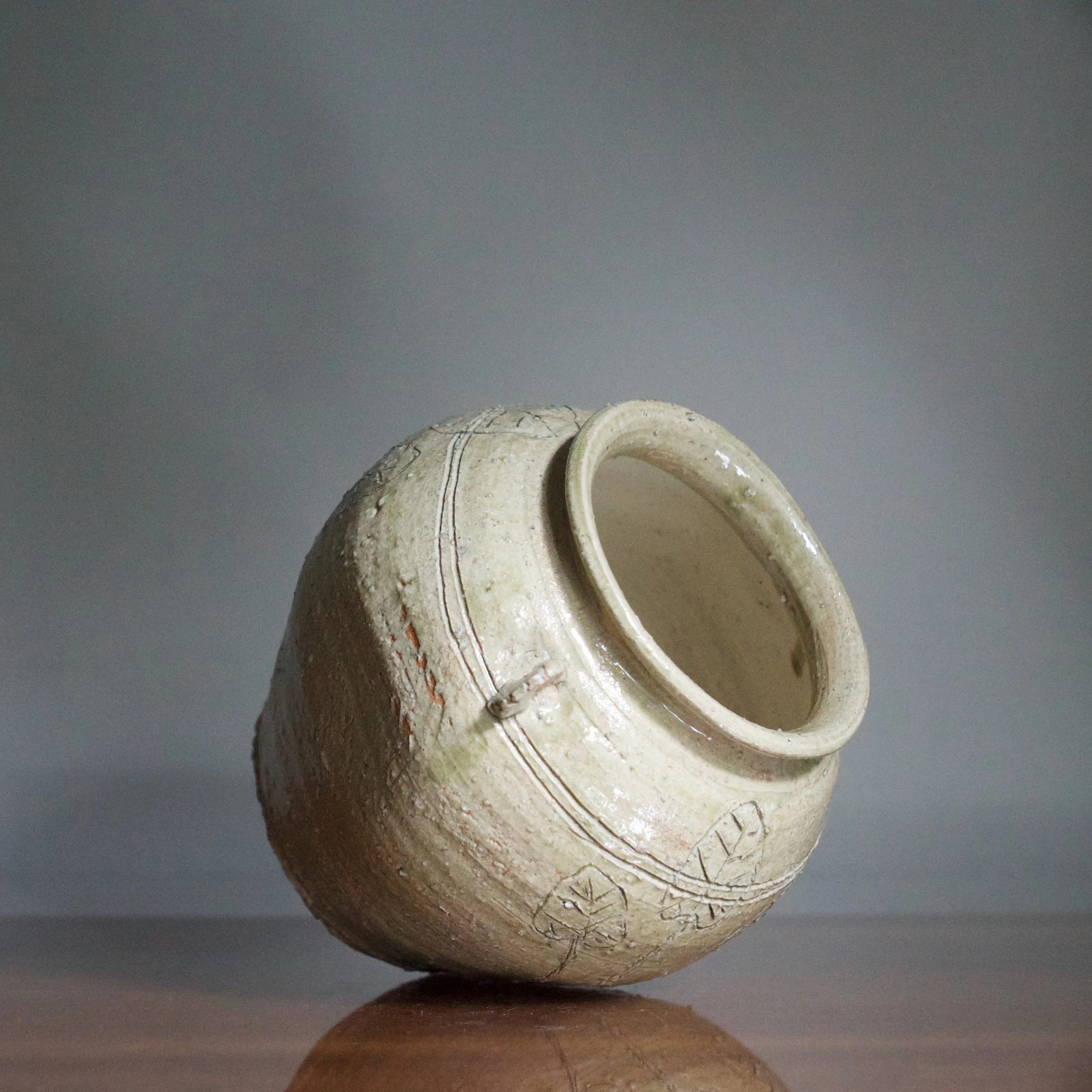 Glenn Lewis ash-glazed lugged jar