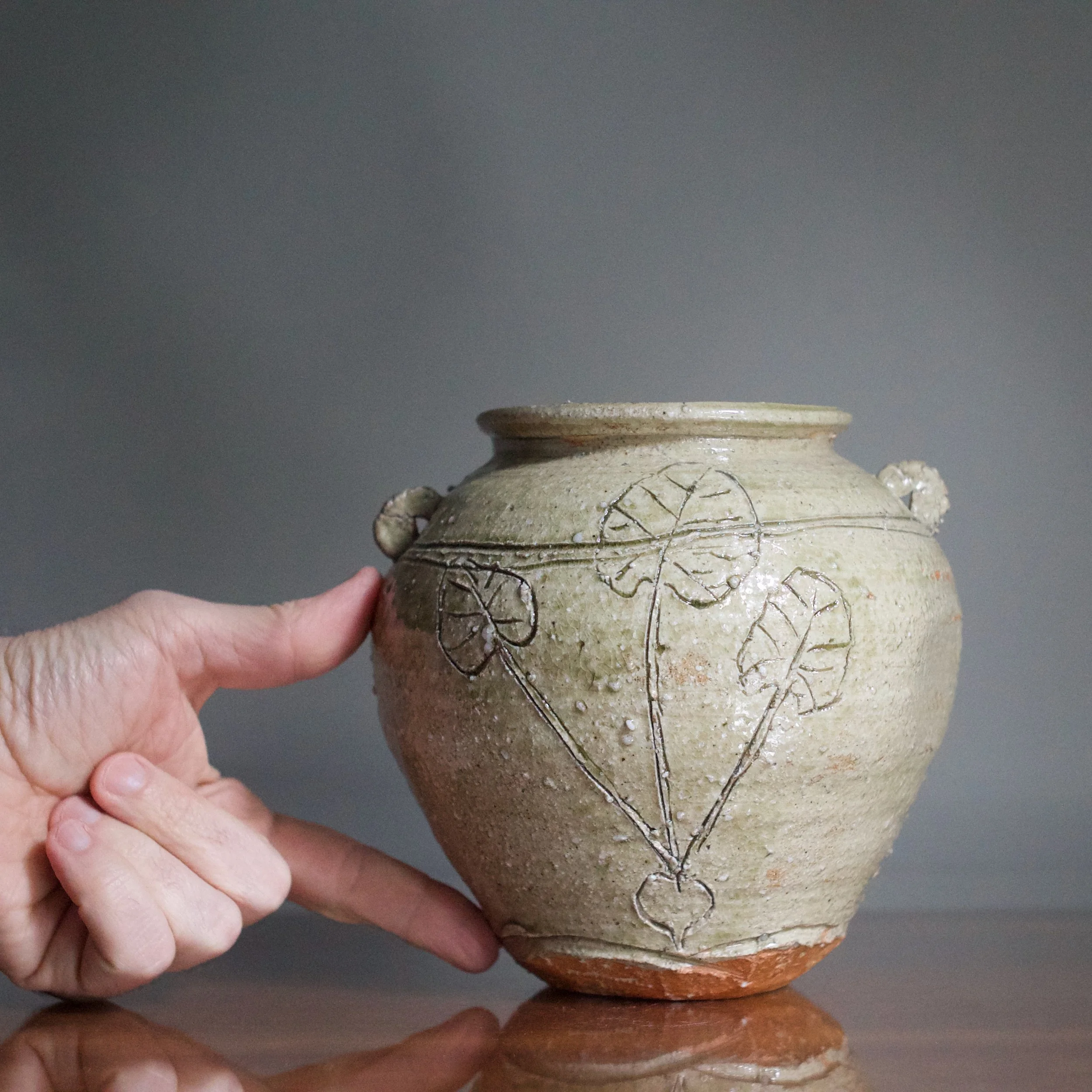 Glenn Lewis ash-glazed lugged jar