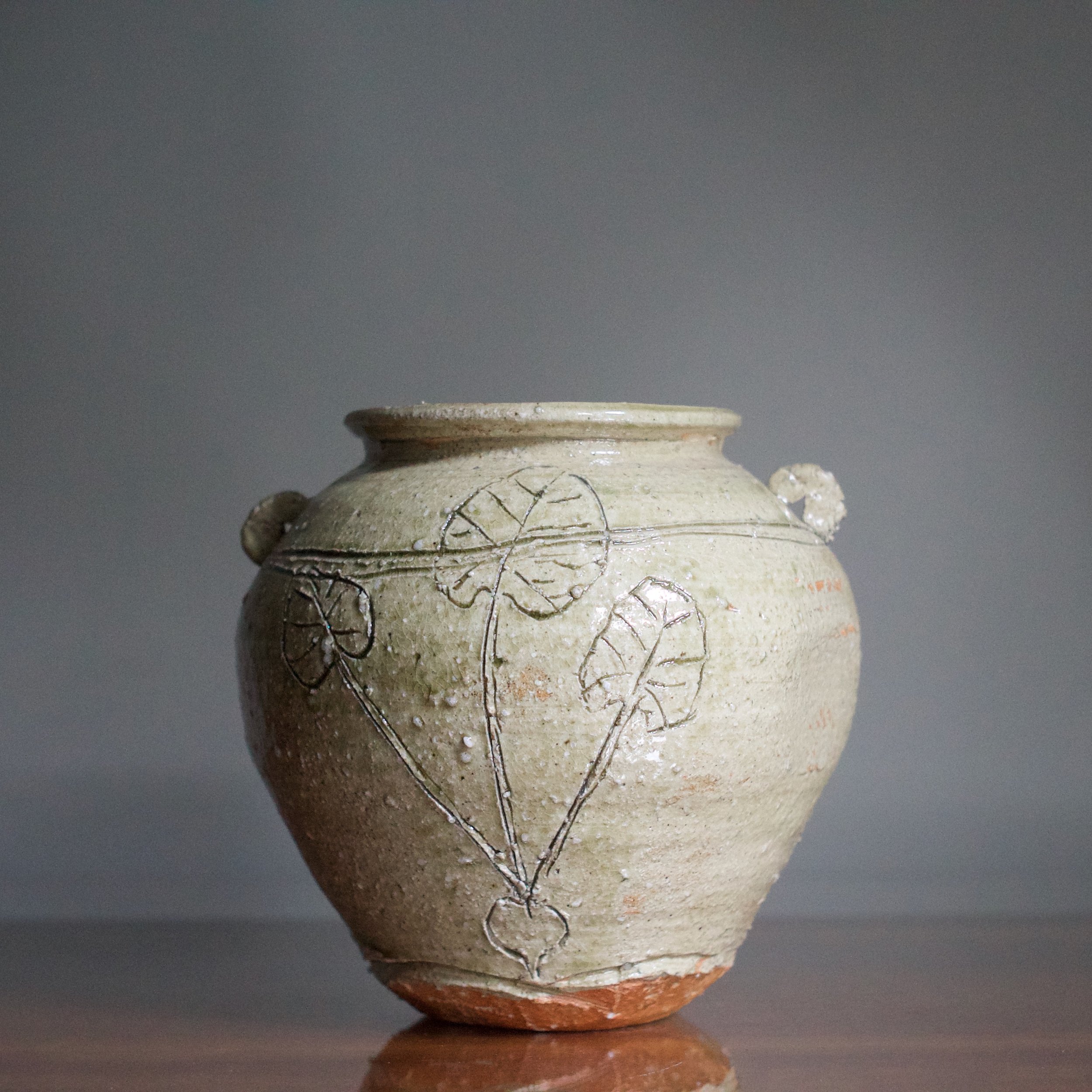 GLENN LEWIS ASH-GLAZED JAR WITH LUGS