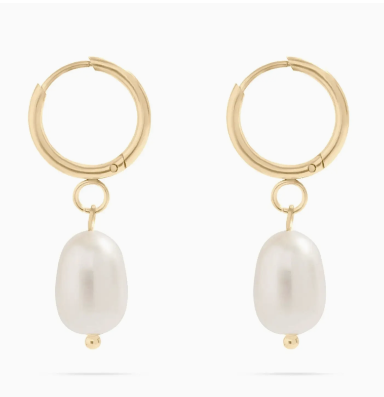 Pearl Drop Hoops