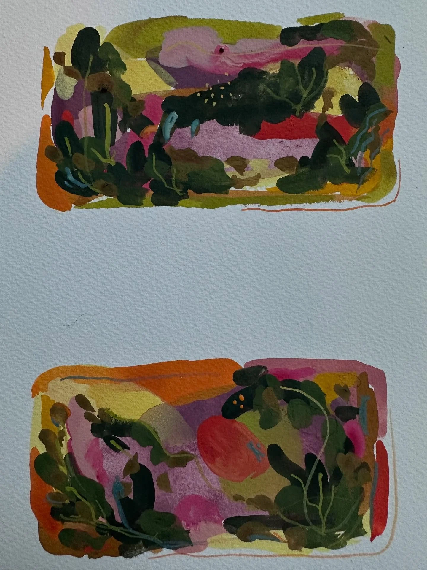 Tiny little 5x7&rdquo; practice with gouache 🌵 🌅