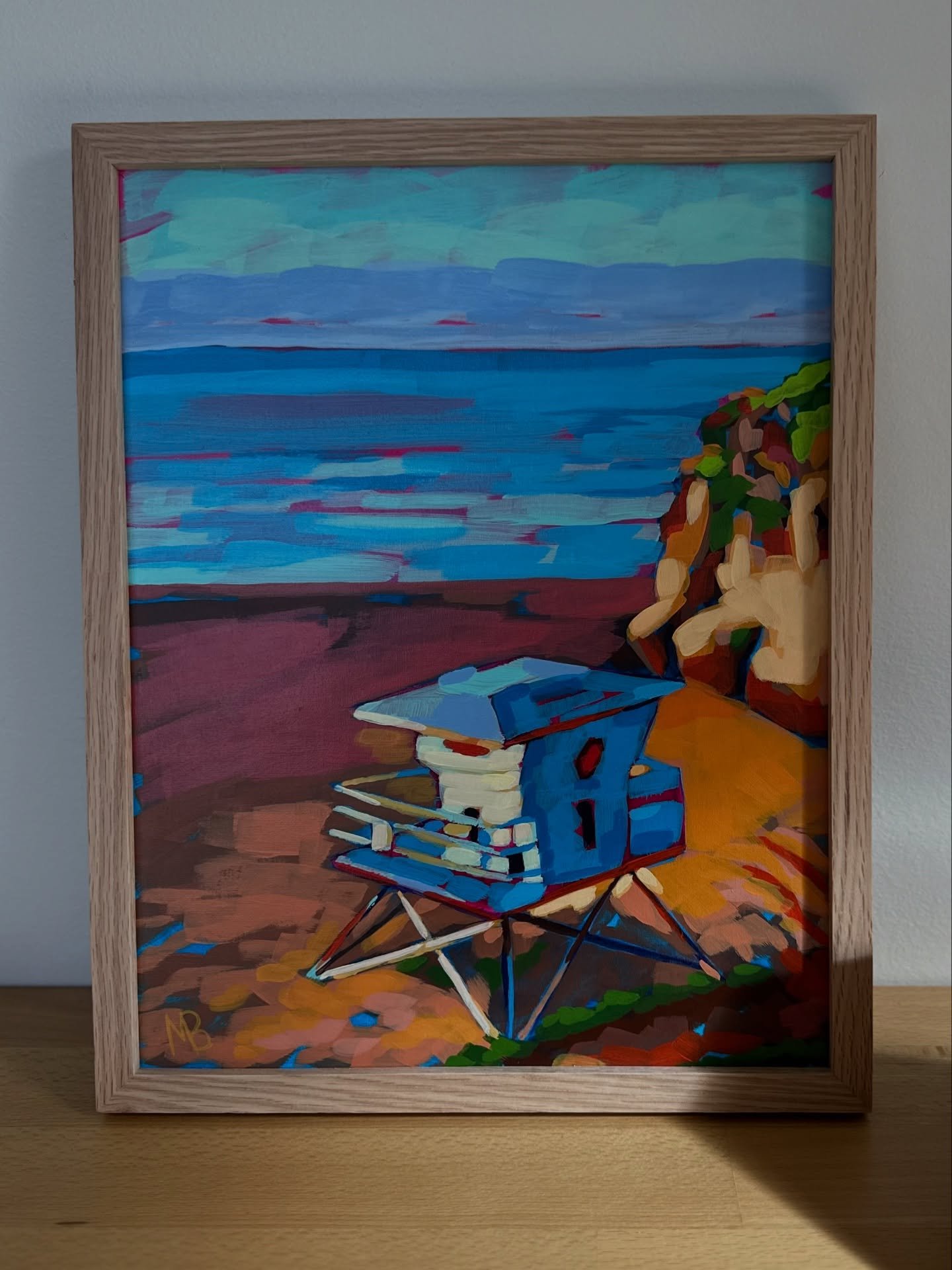 A few weeks ago I got the most exciting package on my doorstep! My friend from college  @maggie_bogdan_studio, is an artist with such energizing use of color; we decided months ago to do an art swap and I was really honored when she sent me this piec