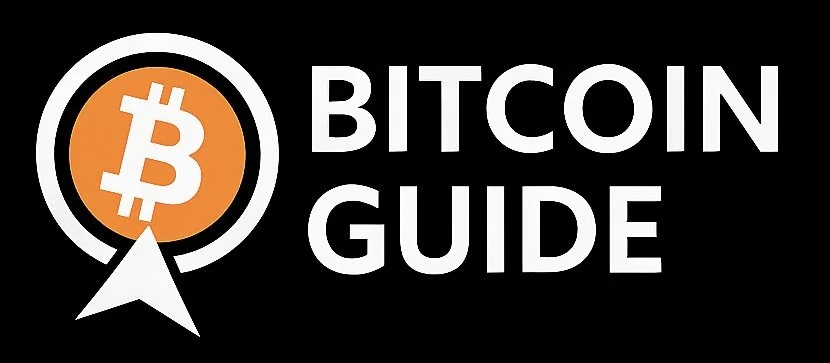 Bitcoin Guide logo with orange Bitcoin symbol and white text on black background.