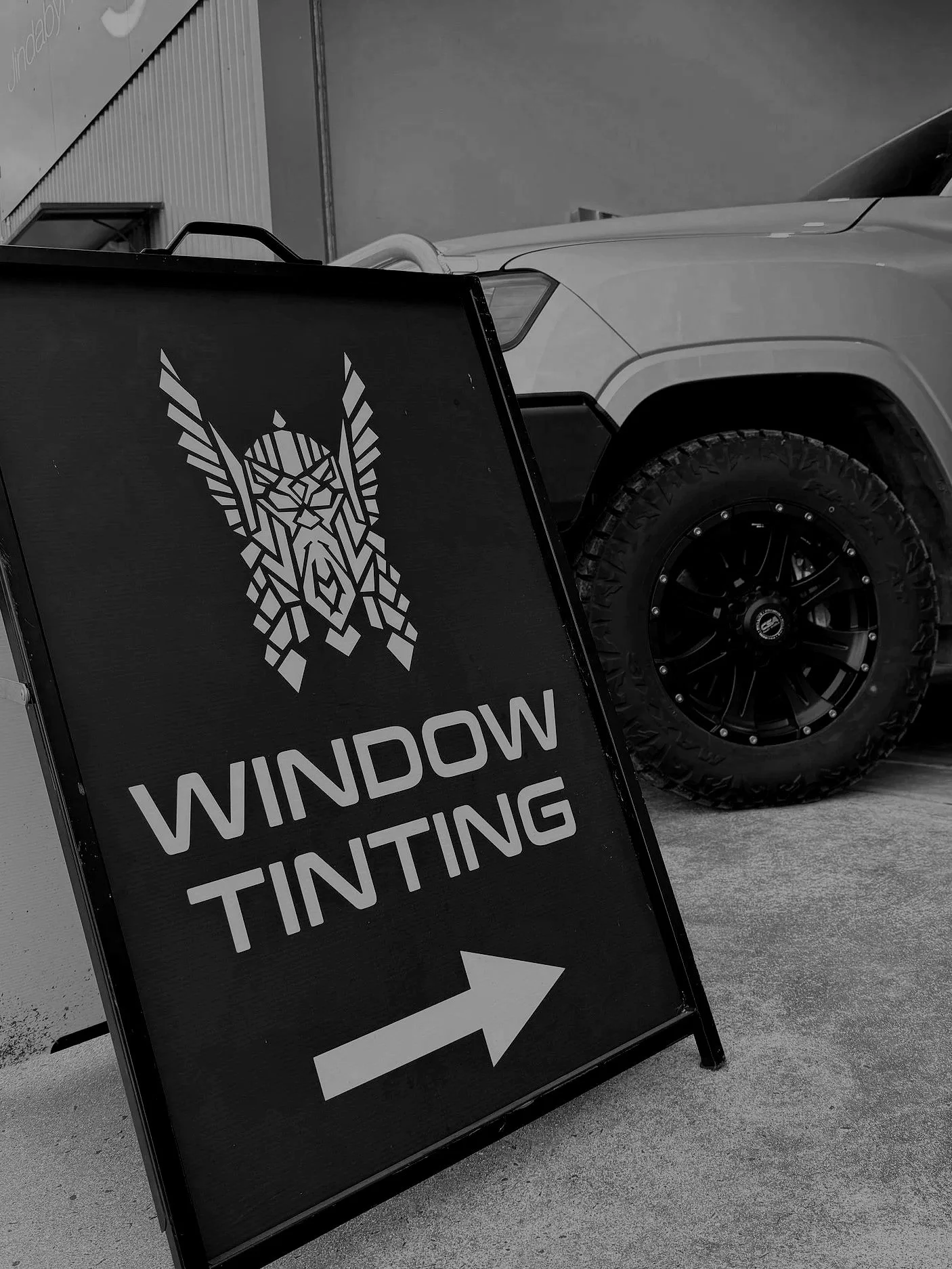 Asgard Window Tinting A-frame black.