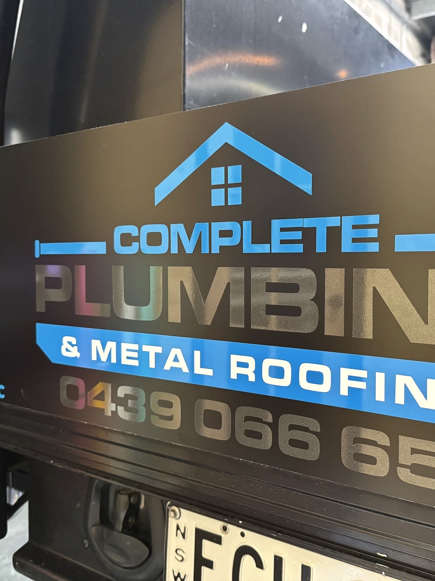 Sign writing Pambula. Composite panel cut vinyl.