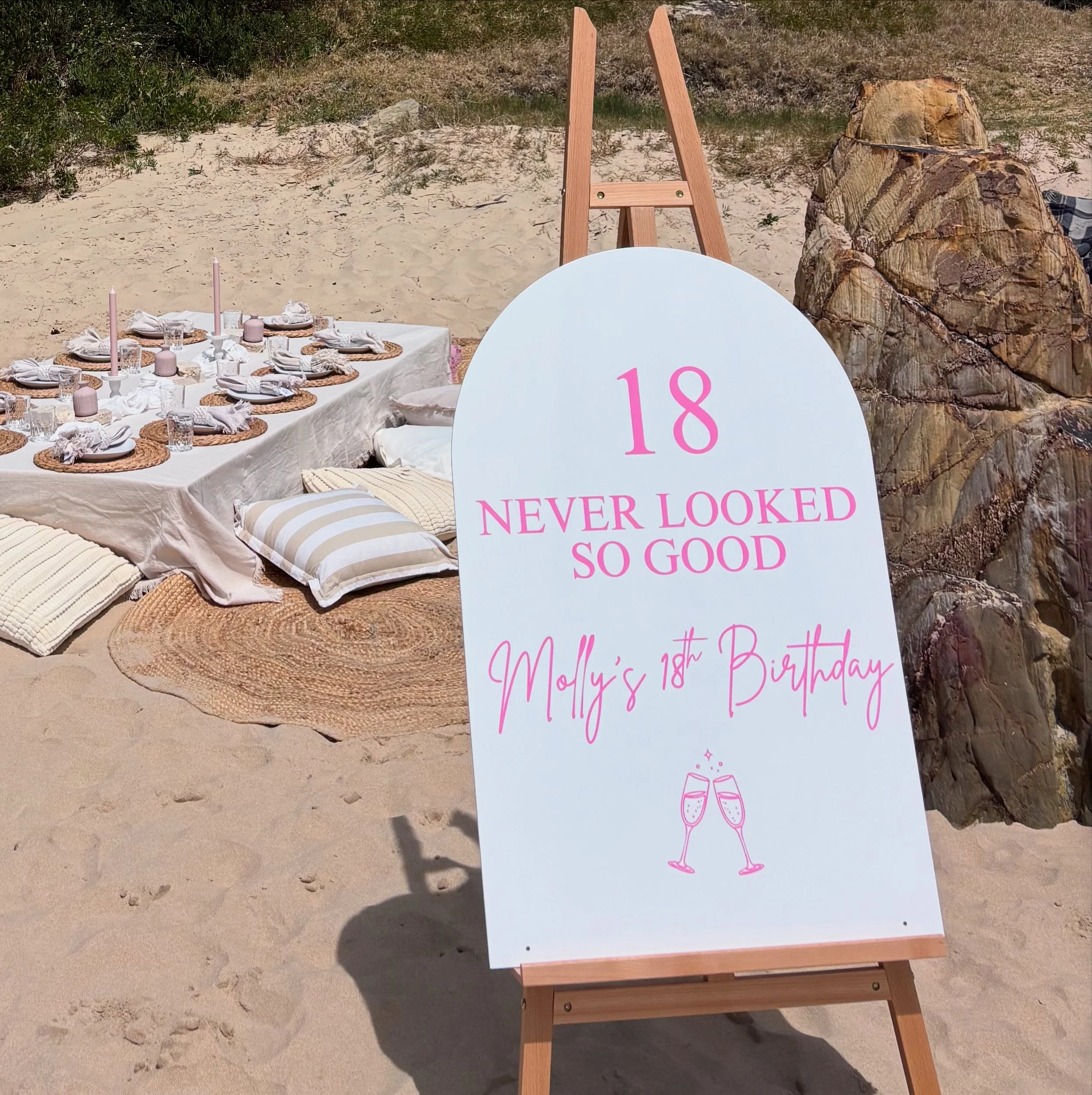 Asgard Wildflower Birthday Sign on easel. 