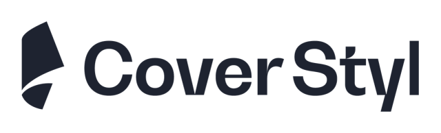 CoverSty logo with black text and a curved black shape to the left.