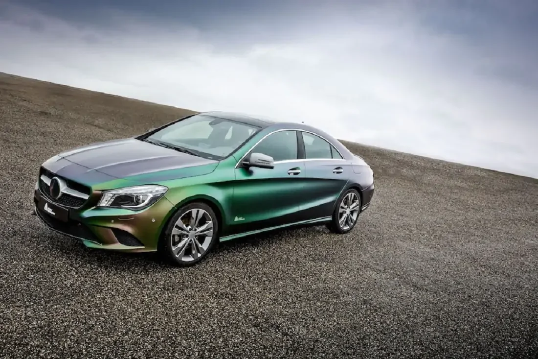 A metallic green vinyl wrap