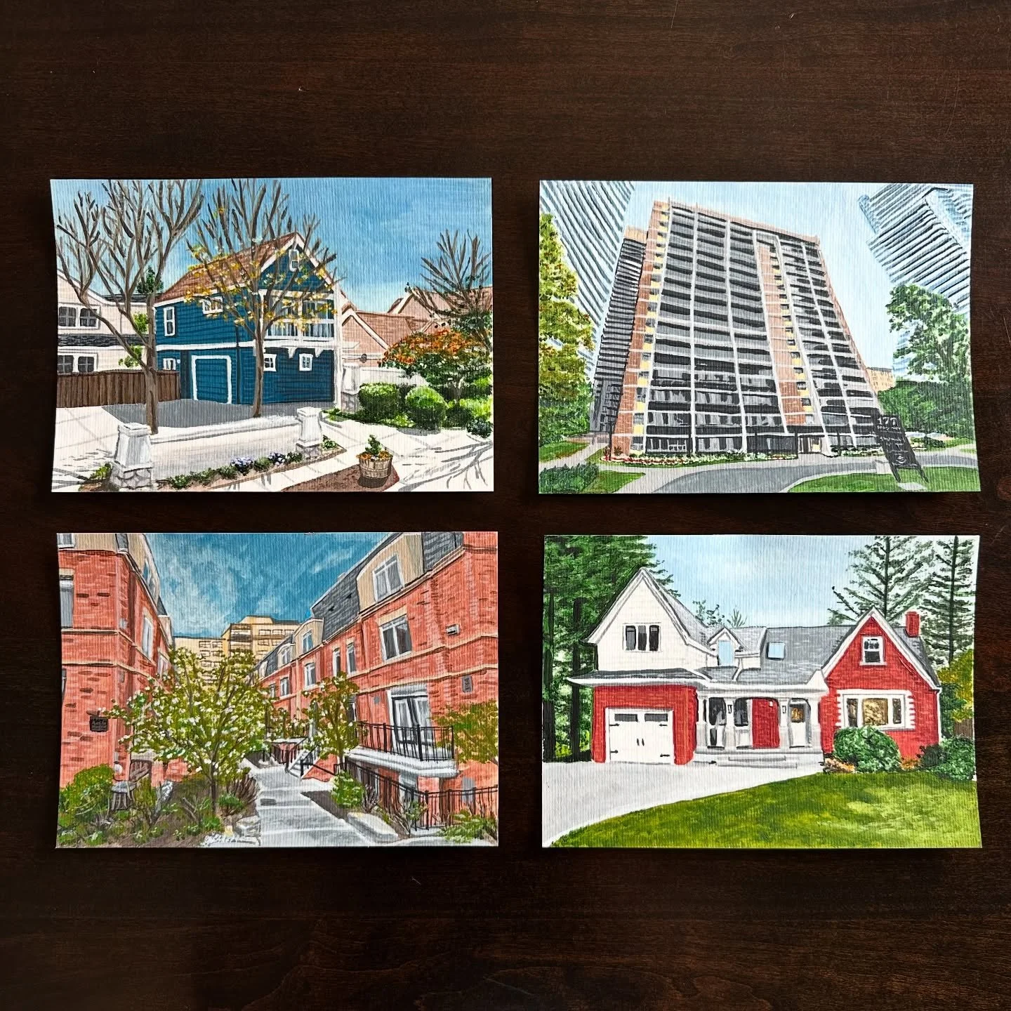 A series of 4 homes painted for a one client. 
5x7&rdquo; Acrylic on paper. 

#houseportrait #painting #stratfordontario