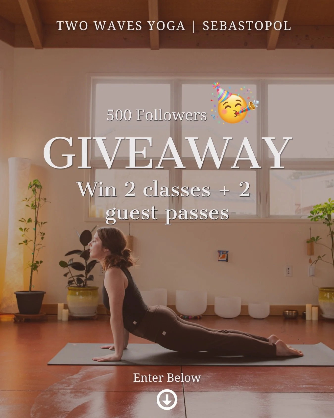 500 feels like a big moment over here 🥲
so I wanted to say thank you with a little giveaway.

Win 2 classes + 2 guest passes ✨

If you&rsquo;ve been meaning to come by&hellip; this is your sign.

To enter:
&ndash; follow @twowavesyoga
&ndash; like t