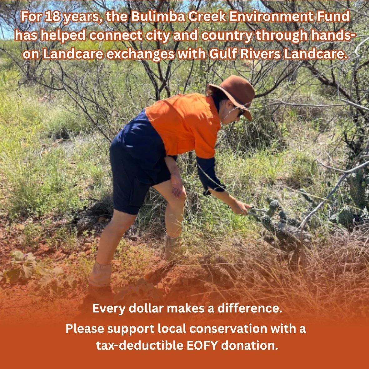 For 18 years, the Bulimba Creek Environment Fund has helped connect city and country through a unique partnership with Gulf Rivers Landcare in north-west Queensland.
Each year, the Fund supports two young B4C landcarers to travel to Mt Isa, gaining h