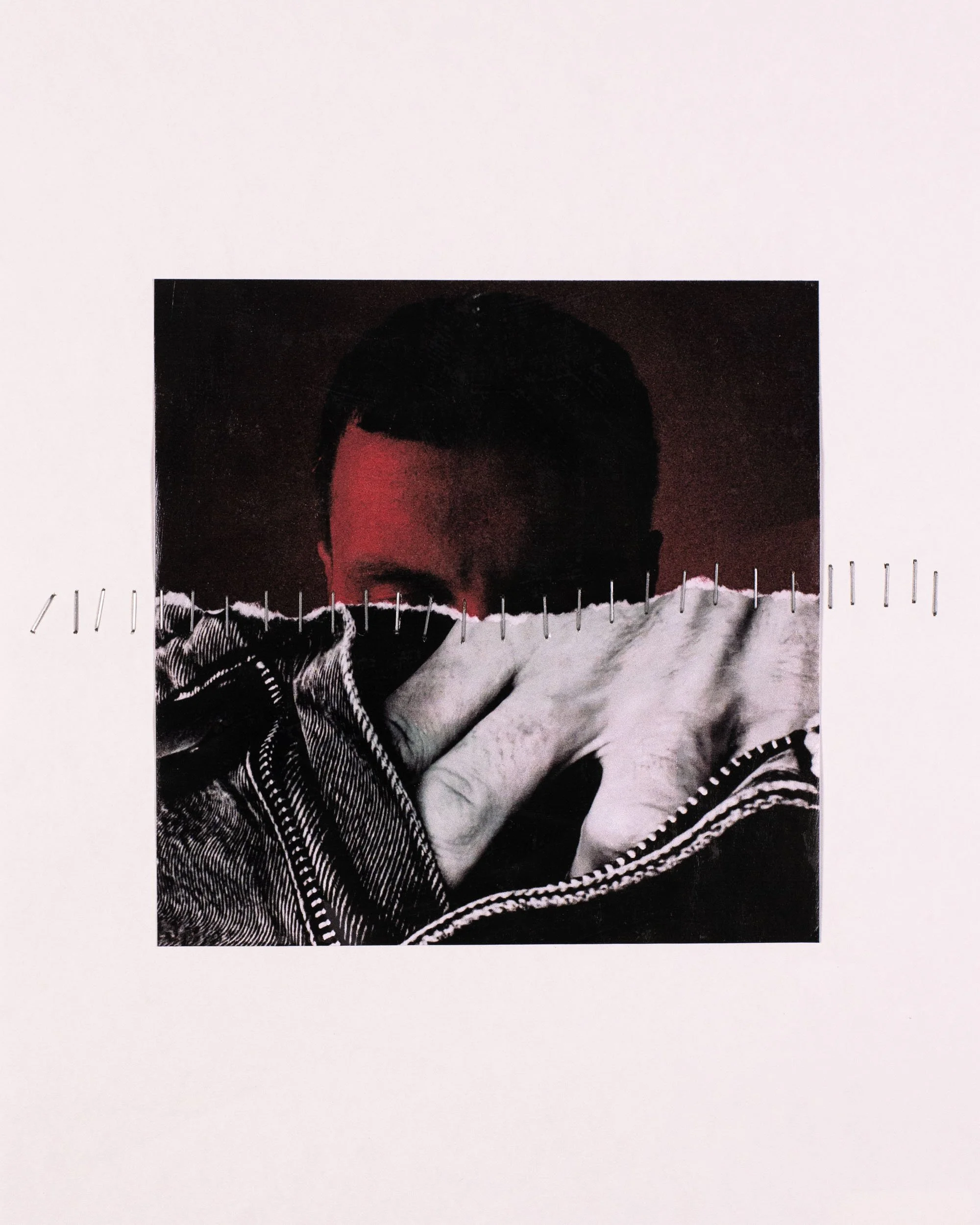 Words - '23 analog collage with staples & varnish