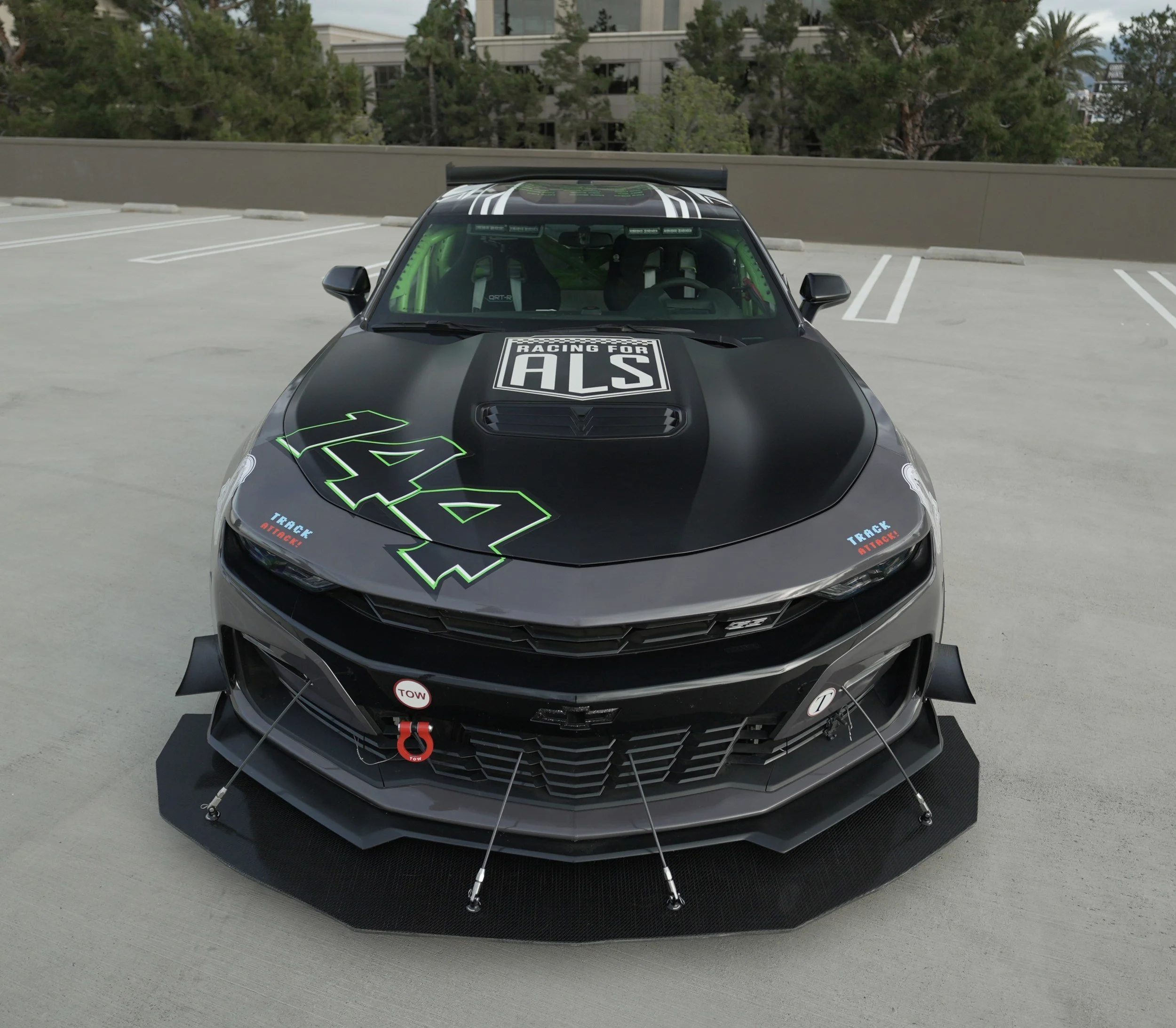 Custom carbon fiber front splitter on #144 Camaro at Pikes Peak