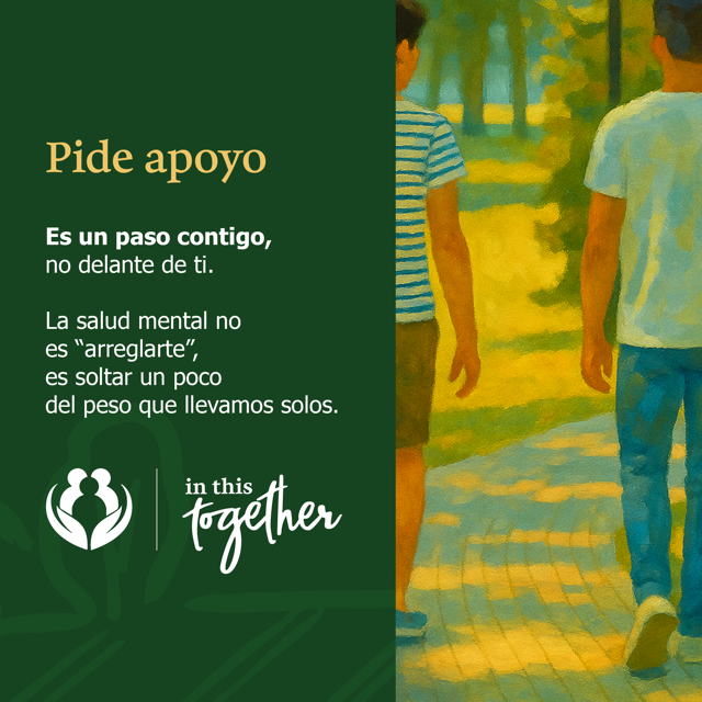 Ilustración de dos personas caminando juntas por un sendero, promoviendo apoyo y conexión para el bienestar emocional.
