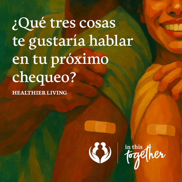 Ilustración de dos personas con vendajes en la parte superior del brazo, representando la preparación y participación activa en las consultas médicas.