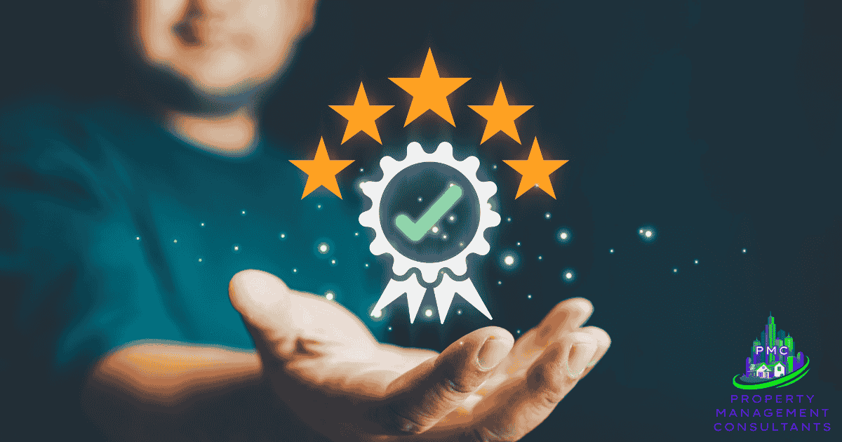 person holding an image of a warranty program promoting PMC Plus Property Management Consultants' comprehensive warranty program for Home Inspection clients