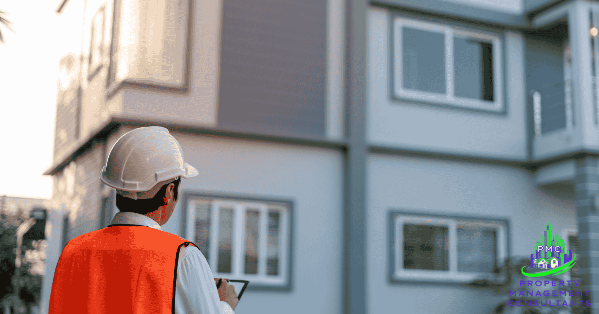 home inspector assessing exterior of a home